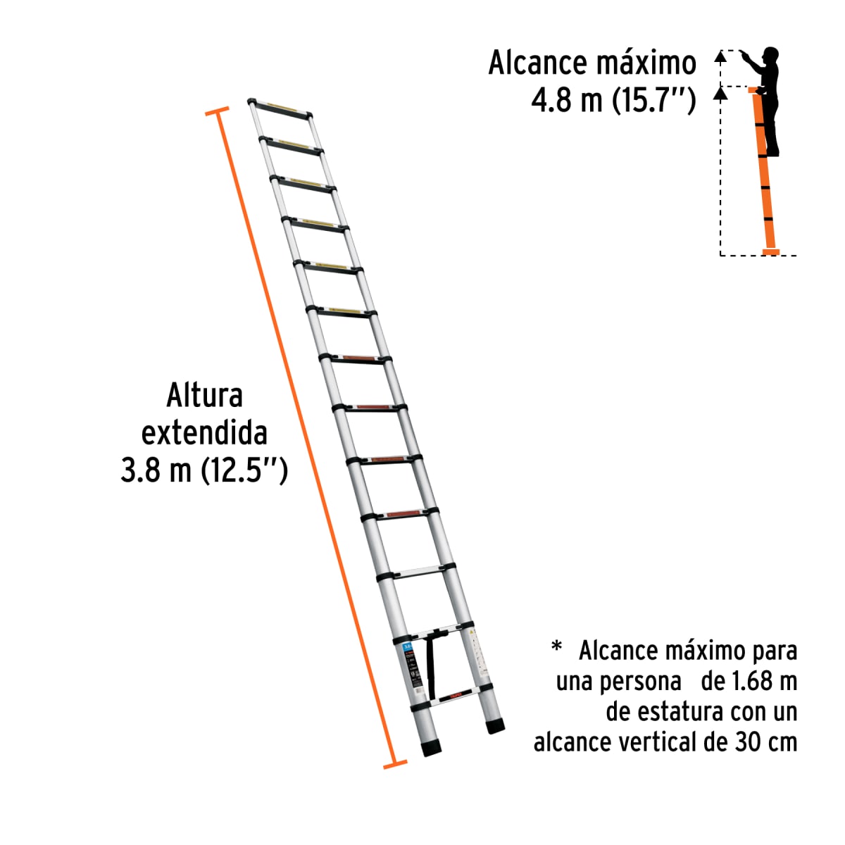 Escalera Telescópica 13 Escalones 102 Kg Tipo II Truper 1019044