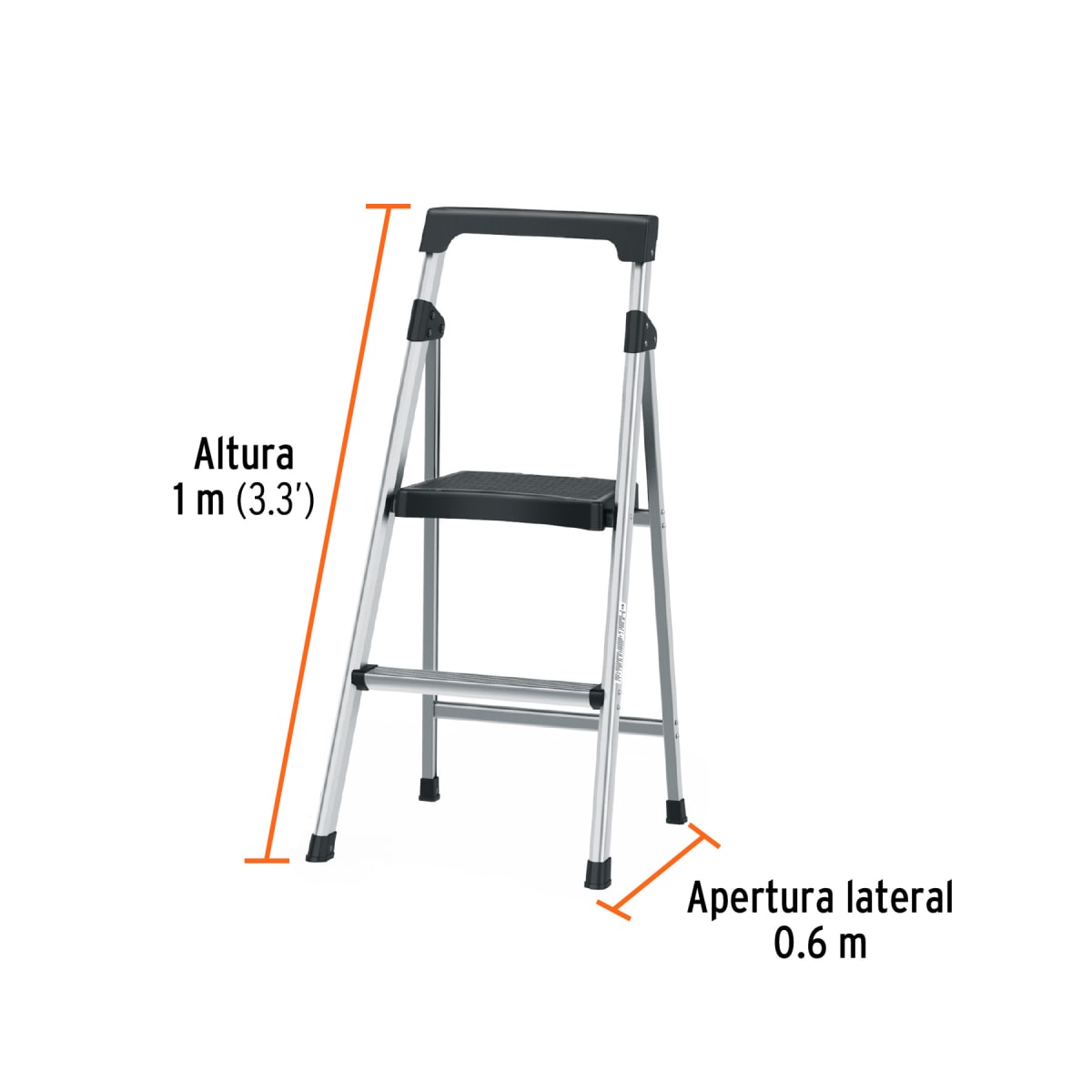 Escalera De Aluminio Tubular 2 Escalones 150 Kg Tipo III Truper 167633