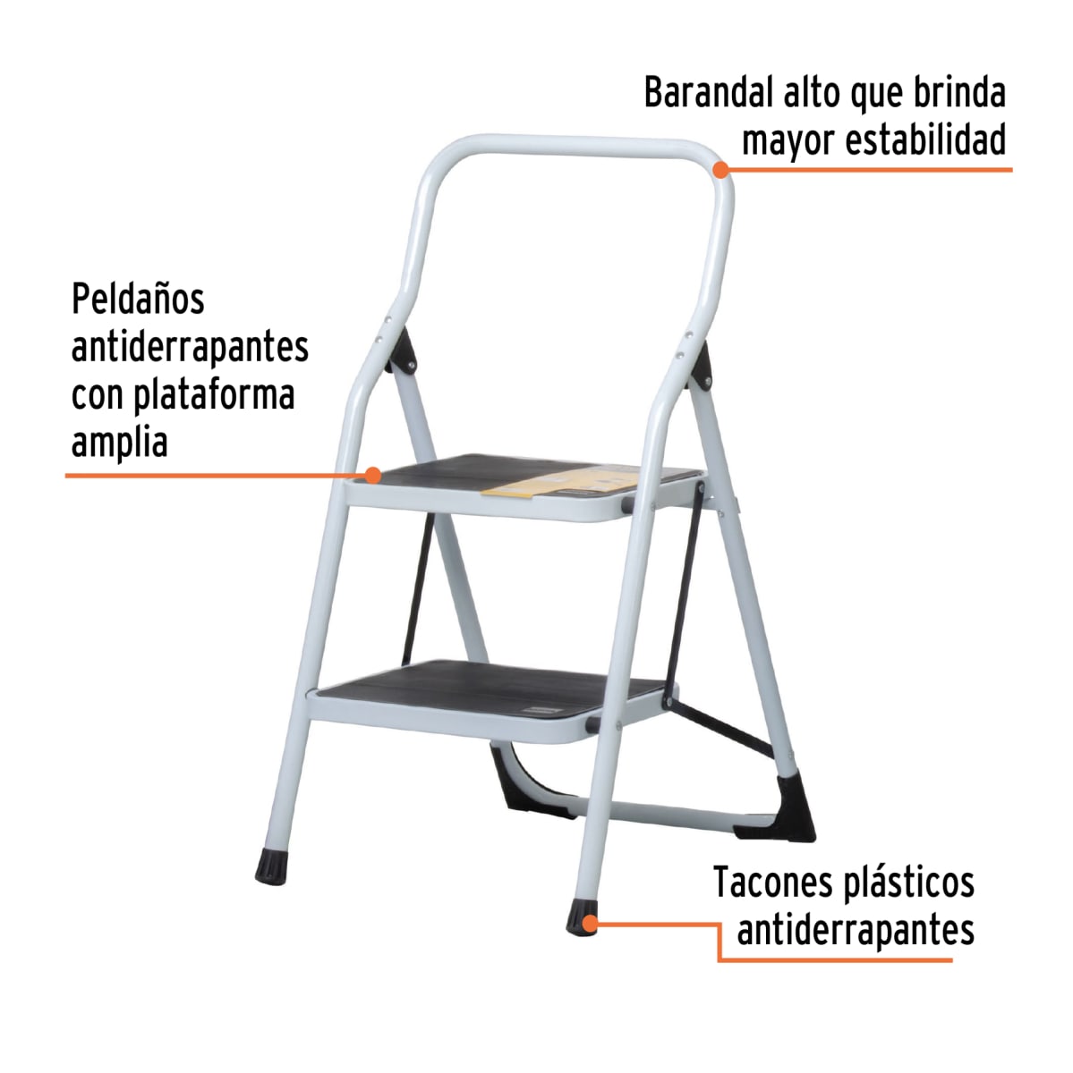 Escalera Tubular 2 Escalones 150 Kg Tipo III Truper 241182