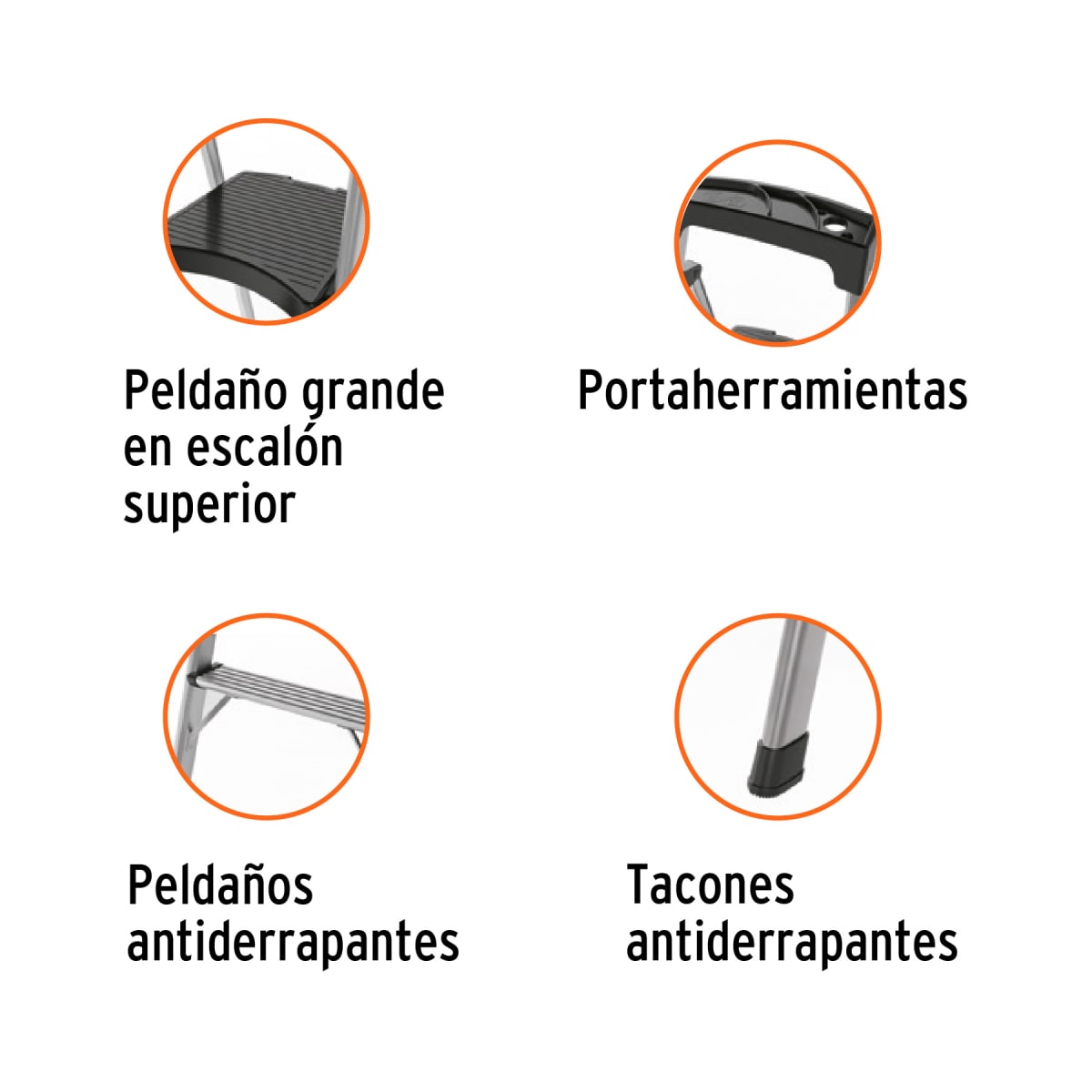 Escalera Plegable 3 Peldaños De Aluminio Truper 167644