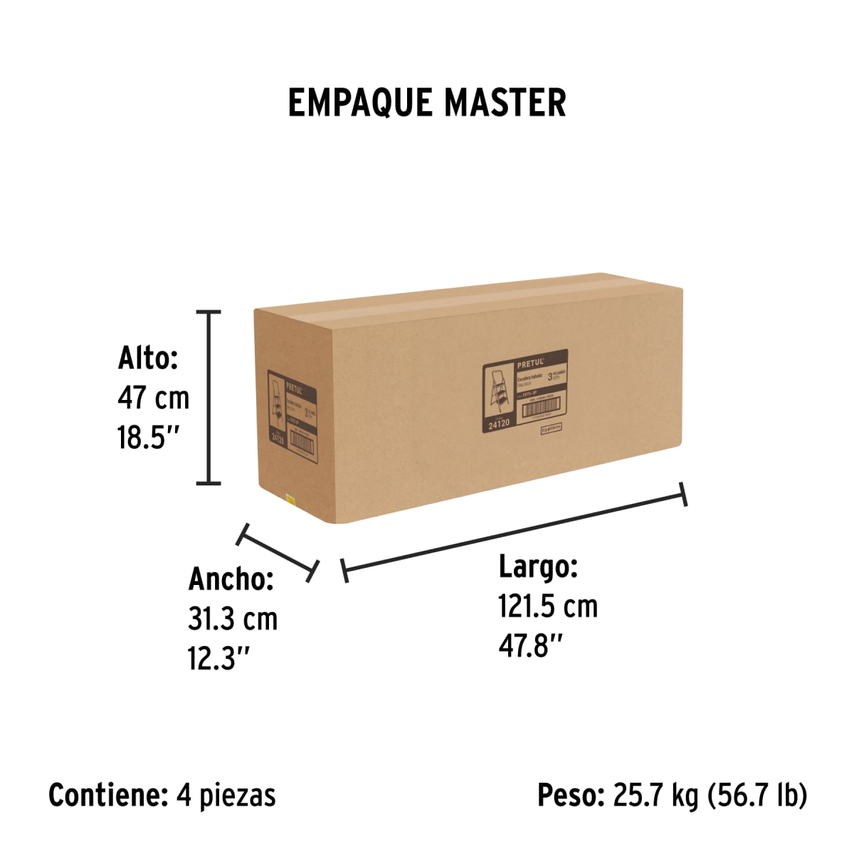 Escalera Tubular 3 Escalones 150 Kg Tipo III Truper 241205