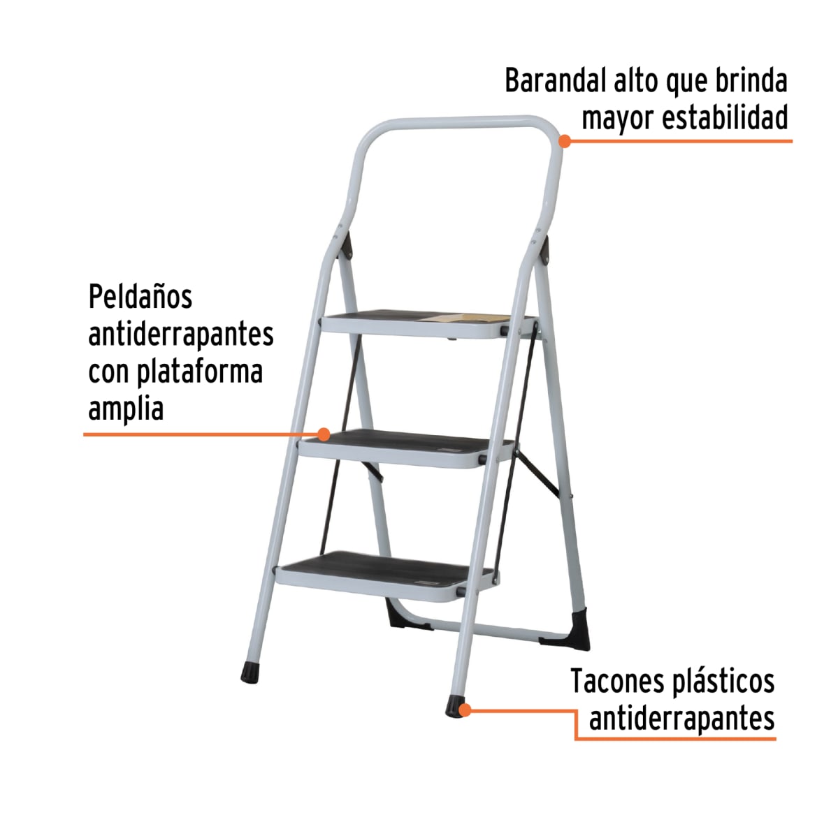 Escalera Tubular 3 Escalones 150 Kg Tipo III Truper 241203