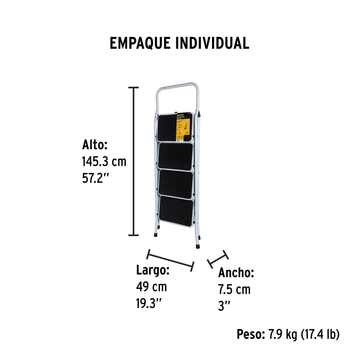 Escalera Tubular 4 Escalones 150 Kg Tipo III Truper 241224