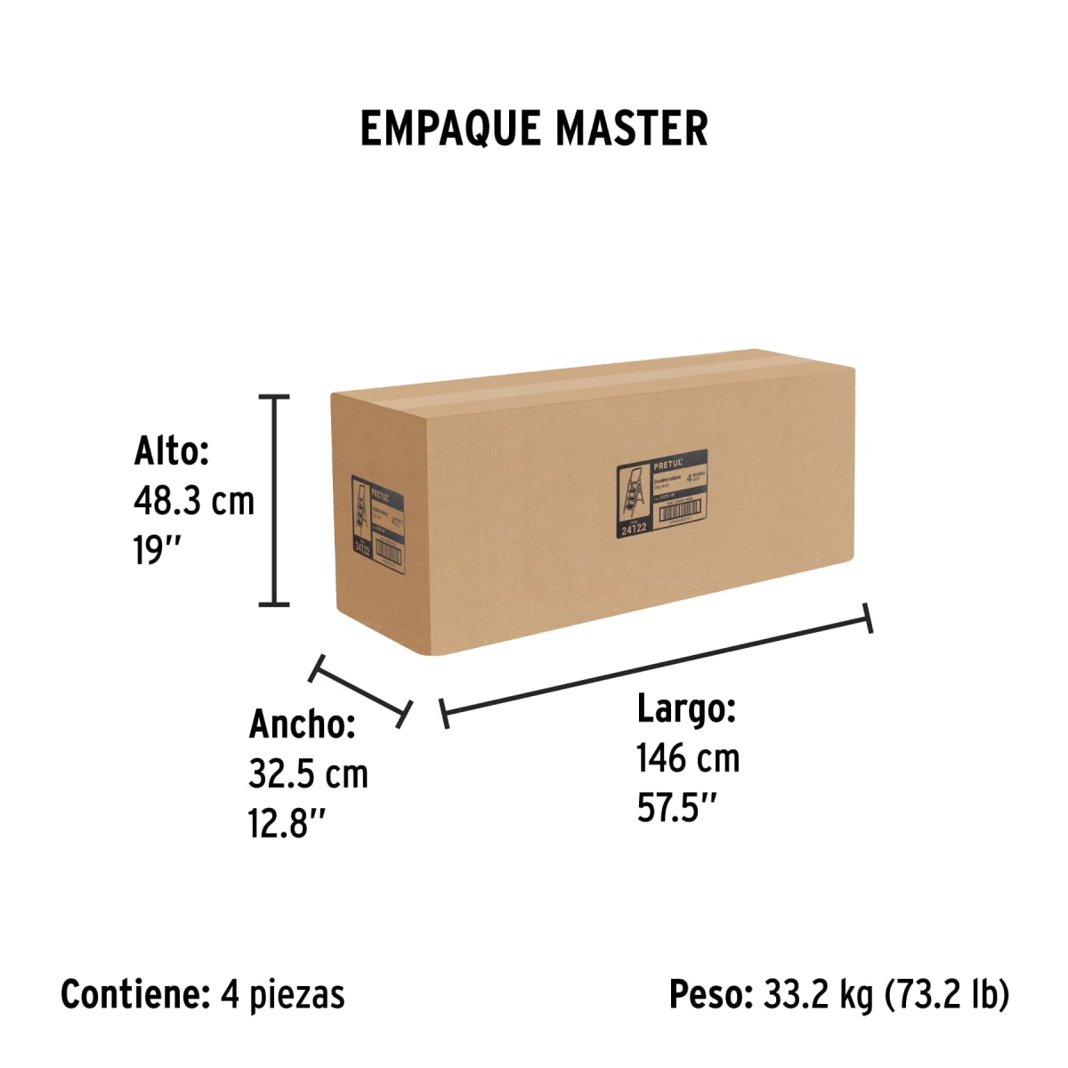 Escalera Tubular 4 Escalones 150 Kg Tipo III Truper 241225