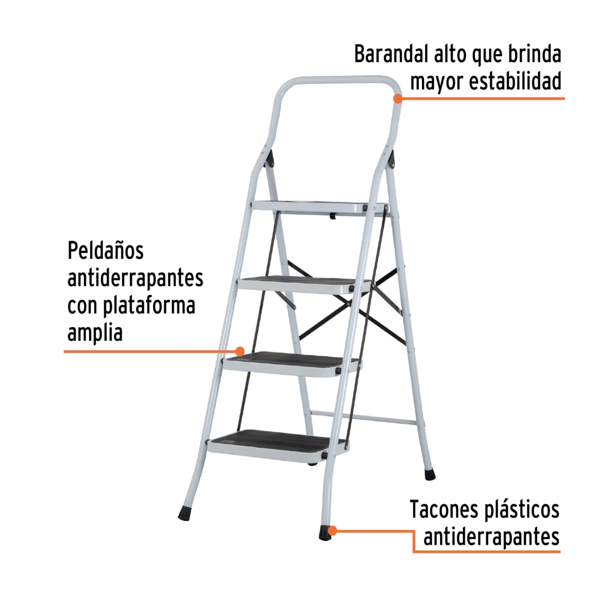 Escalera Tubular 4 Escalones 150 Kg Tipo III Truper 241223