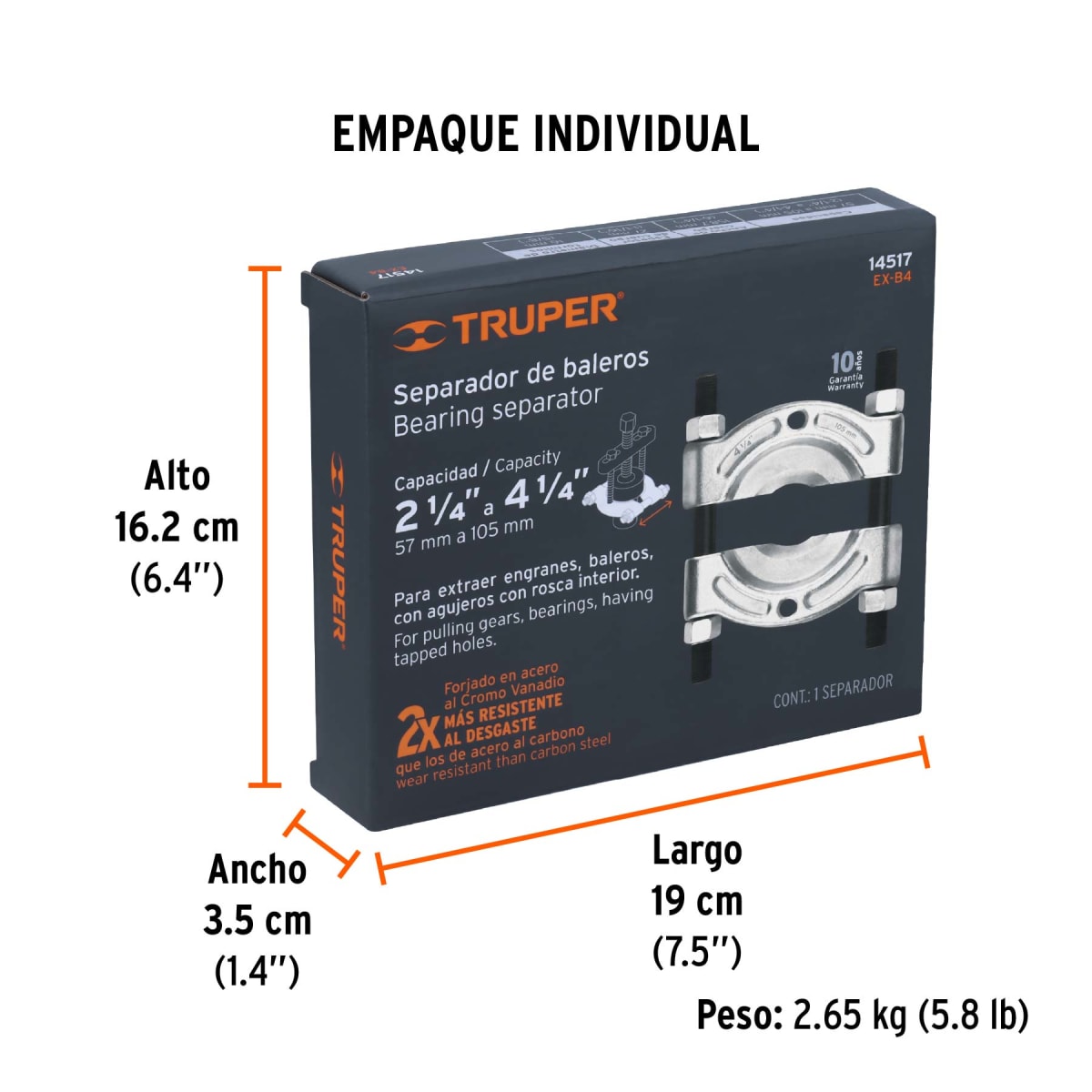 Extractor Separador De Rodajes 57-108 mm Truper 145174