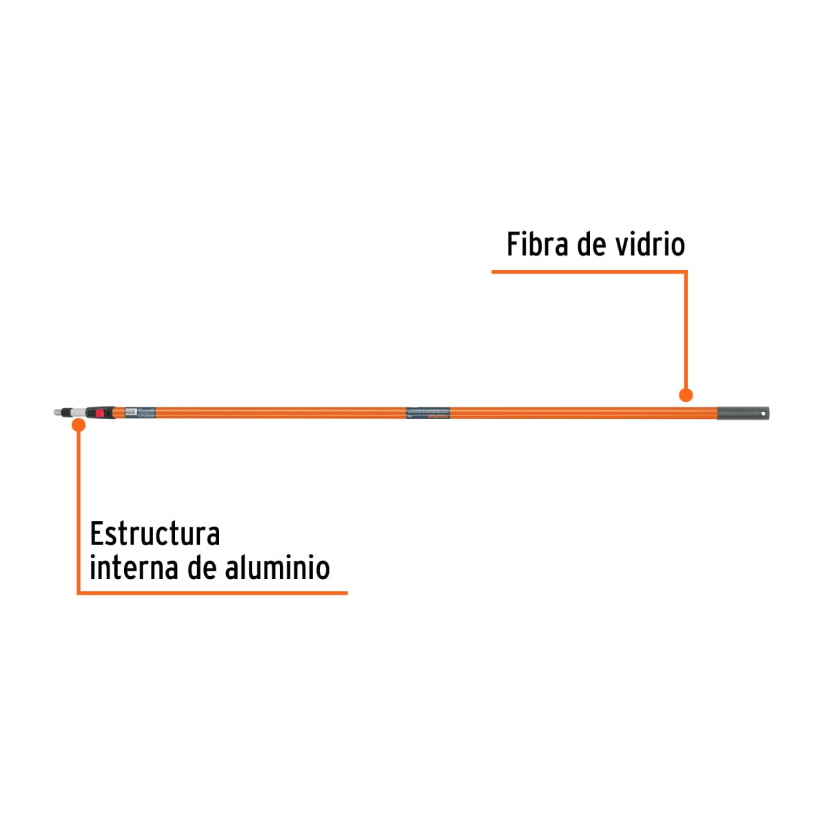 Extensión Telescopica De 3.6 Mts Fibra De Vidrio Truper 105462