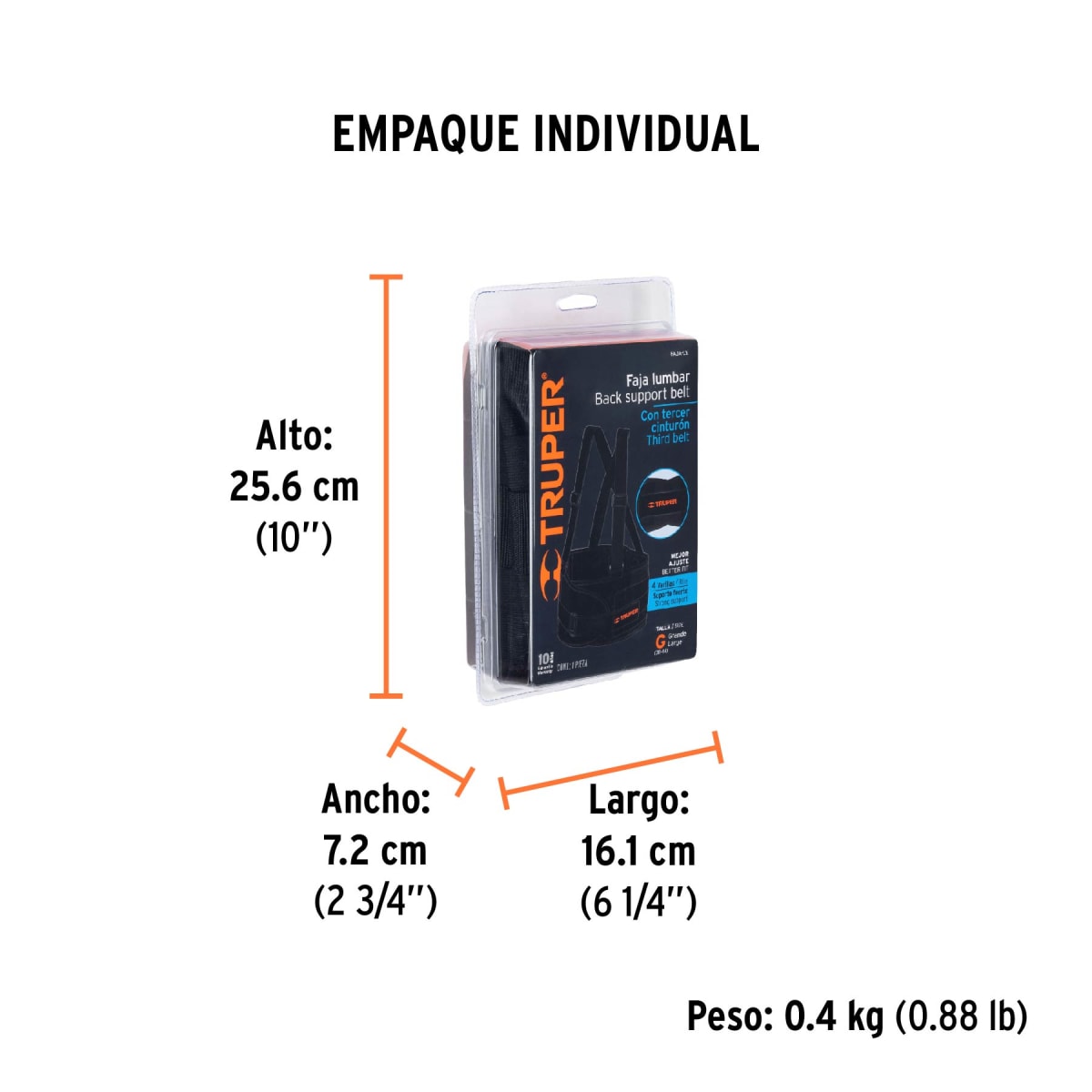 Faja Lumbar Con Cinturón De Refuerzo Talla Grande Truper 142174