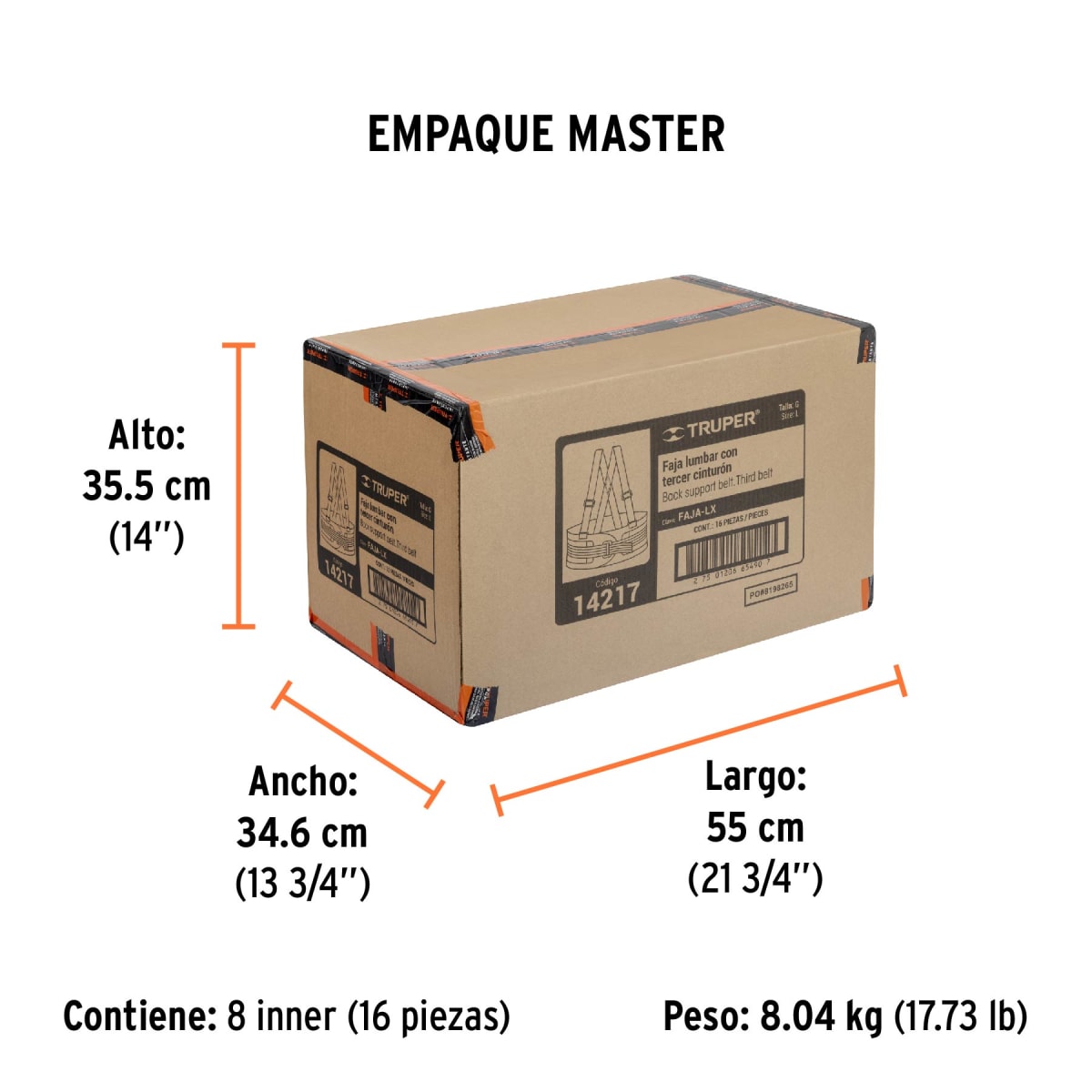 Faja Lumbar Con Cinturón De Refuerzo Talla Grande Truper 142176