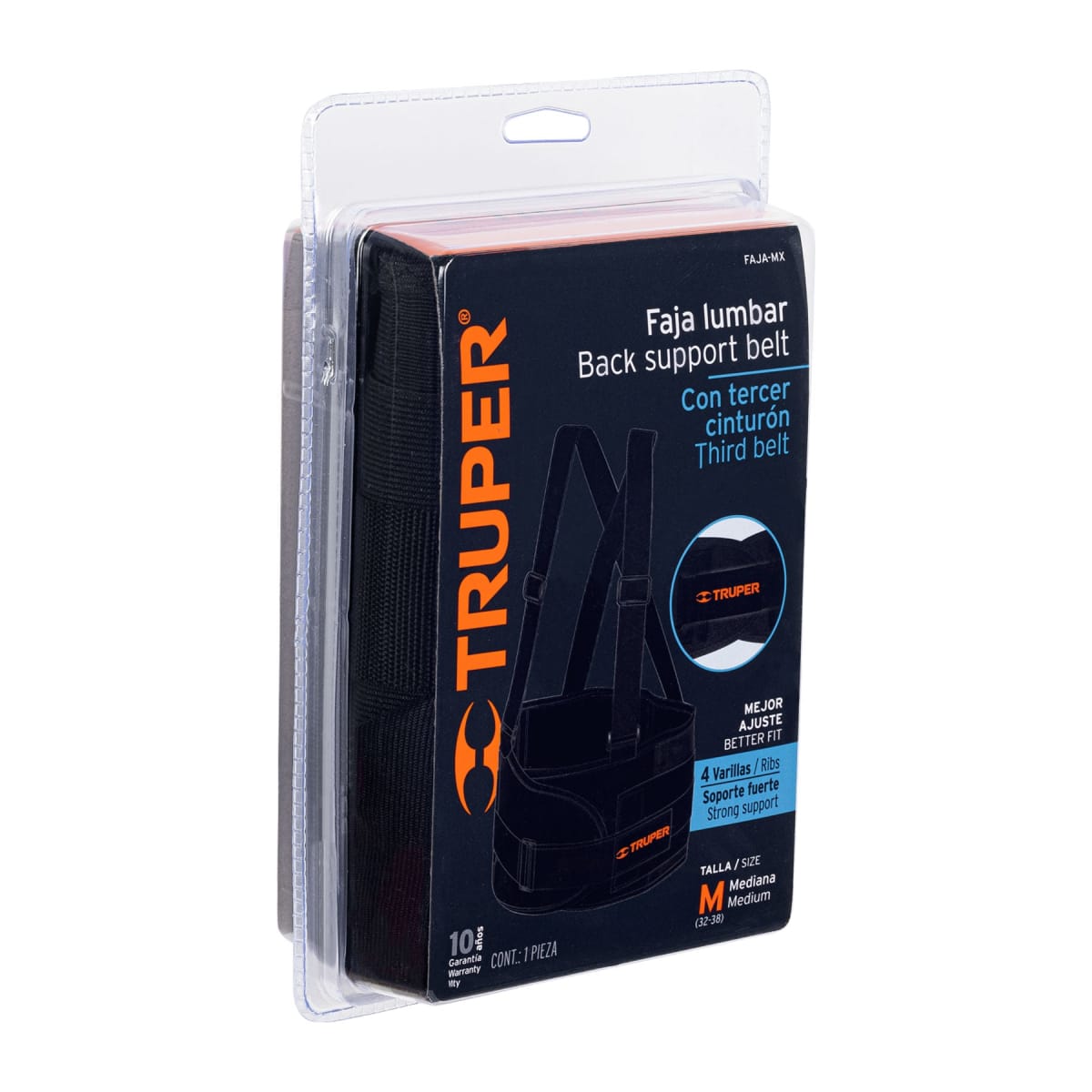 Faja Lumbar Con Cinturón De Refuerzo Talla Mediana Truper 142164