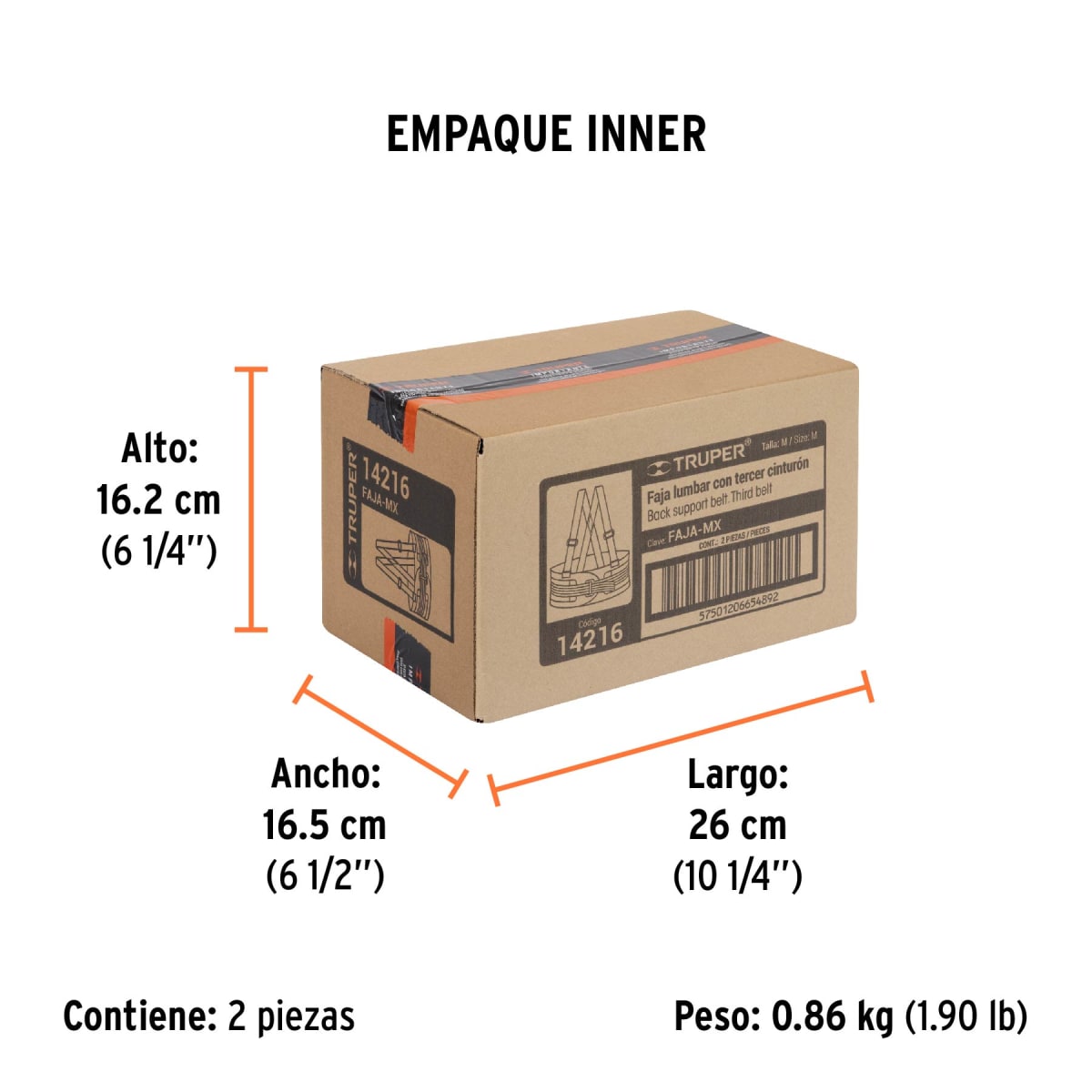 Faja Lumbar Con Cinturón De Refuerzo Talla Mediana Truper 142167