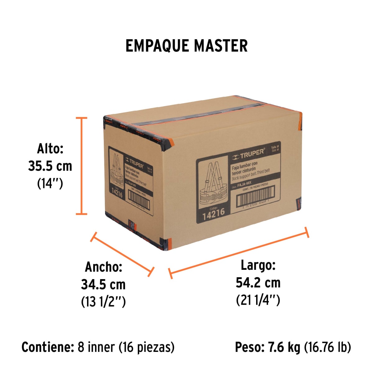 Faja Lumbar Con Cinturón De Refuerzo Talla Mediana Truper 142166