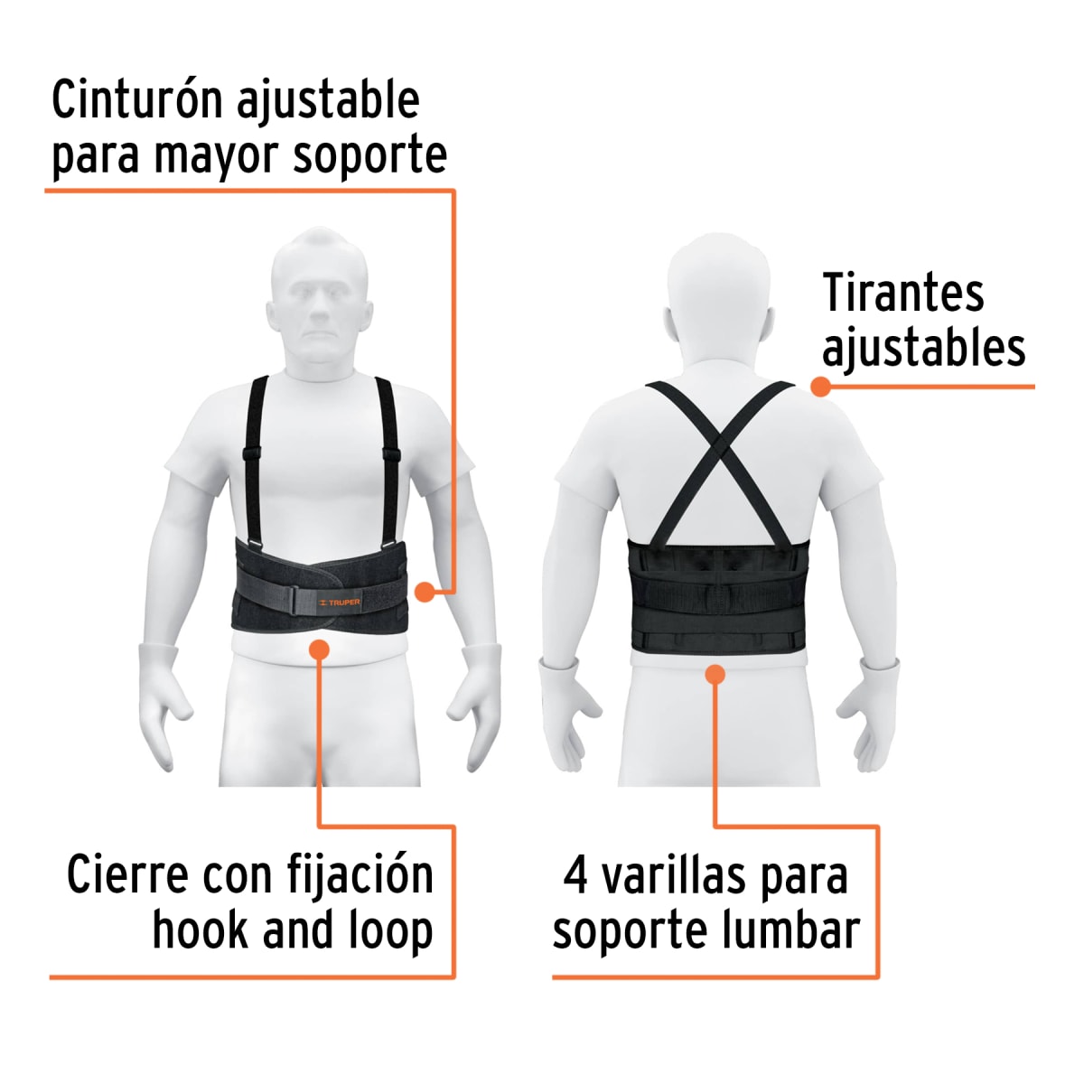 Faja Lumbar Con Cinturón De Refuerzo Talla Mediana Truper 142163