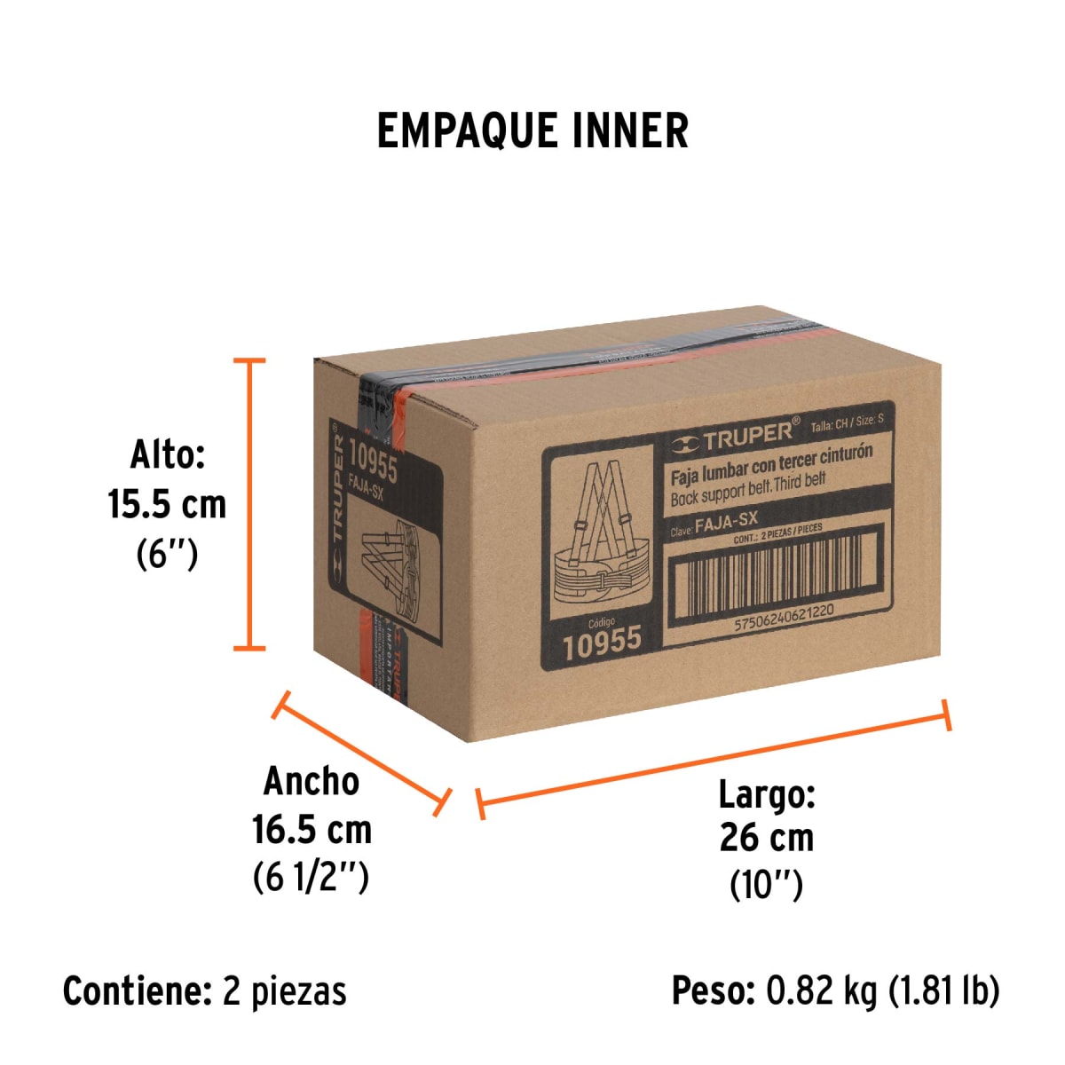 Faja Lumbar Con Cinturón De Refuerzo Talla Chica Truper 109555