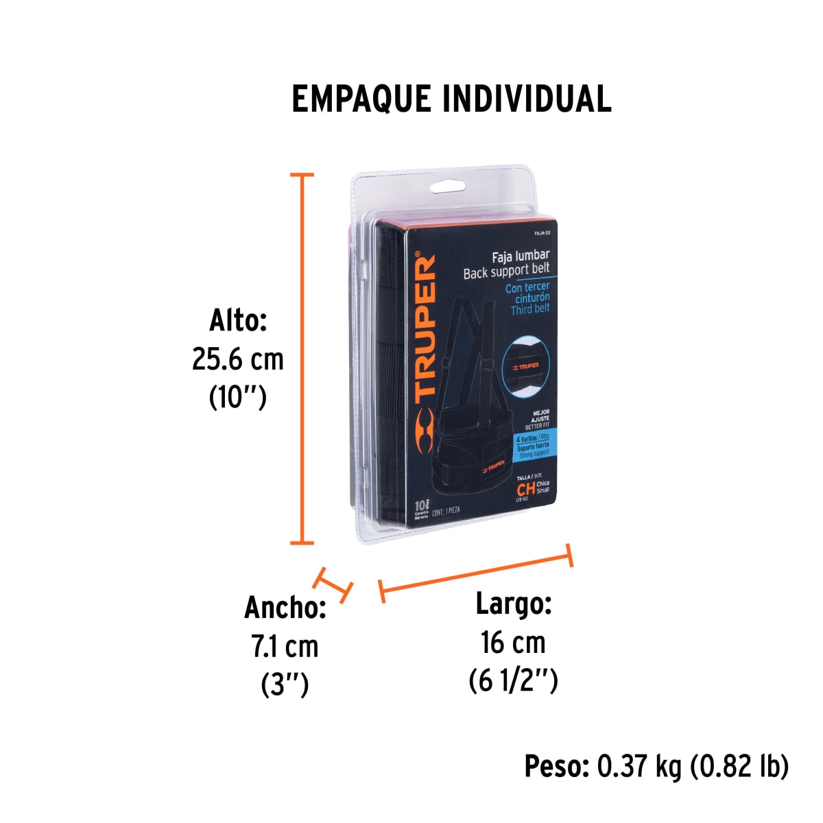 Faja Lumbar Con Cinturón De Refuerzo Talla Chica Truper 109554