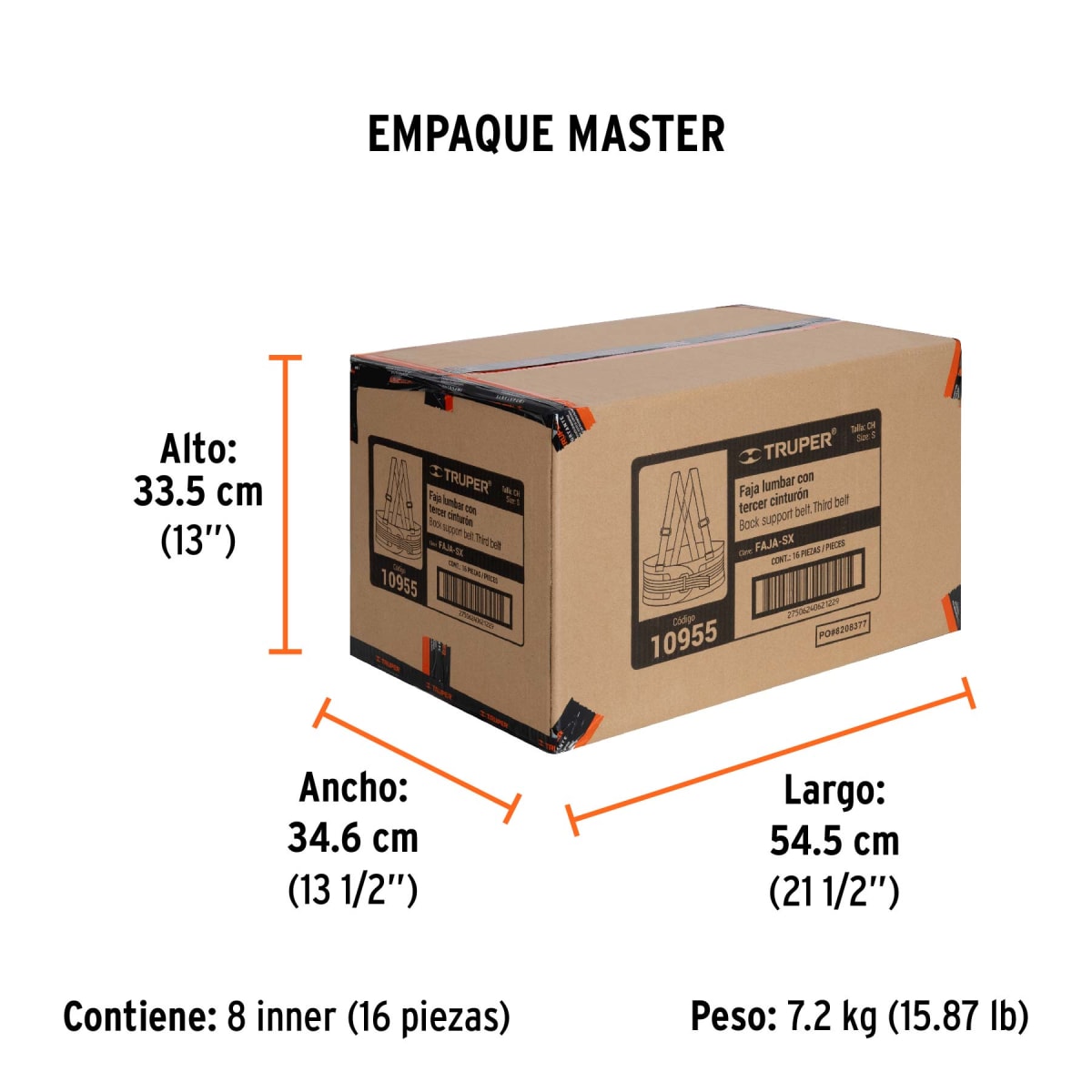 Faja Lumbar Con Cinturón De Refuerzo Talla Chica Truper 109556