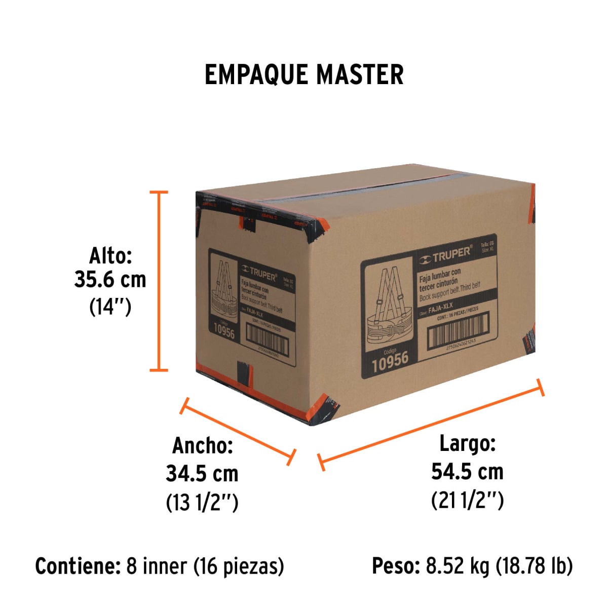 Faja Lumbar Con Cinturón De Refuerzo Talla Extra Grande Truper 109566