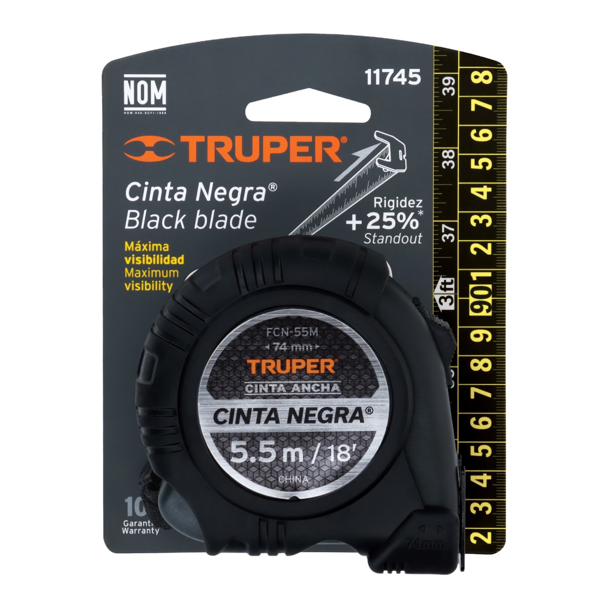 Wincha Métrica 5.5 Mts Cinta Negra 1