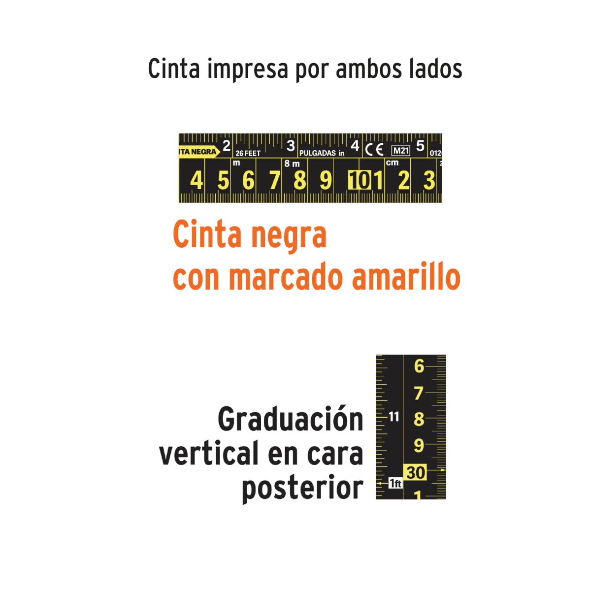Wincha Métrica 5.5 Mts Cinta Negra 1