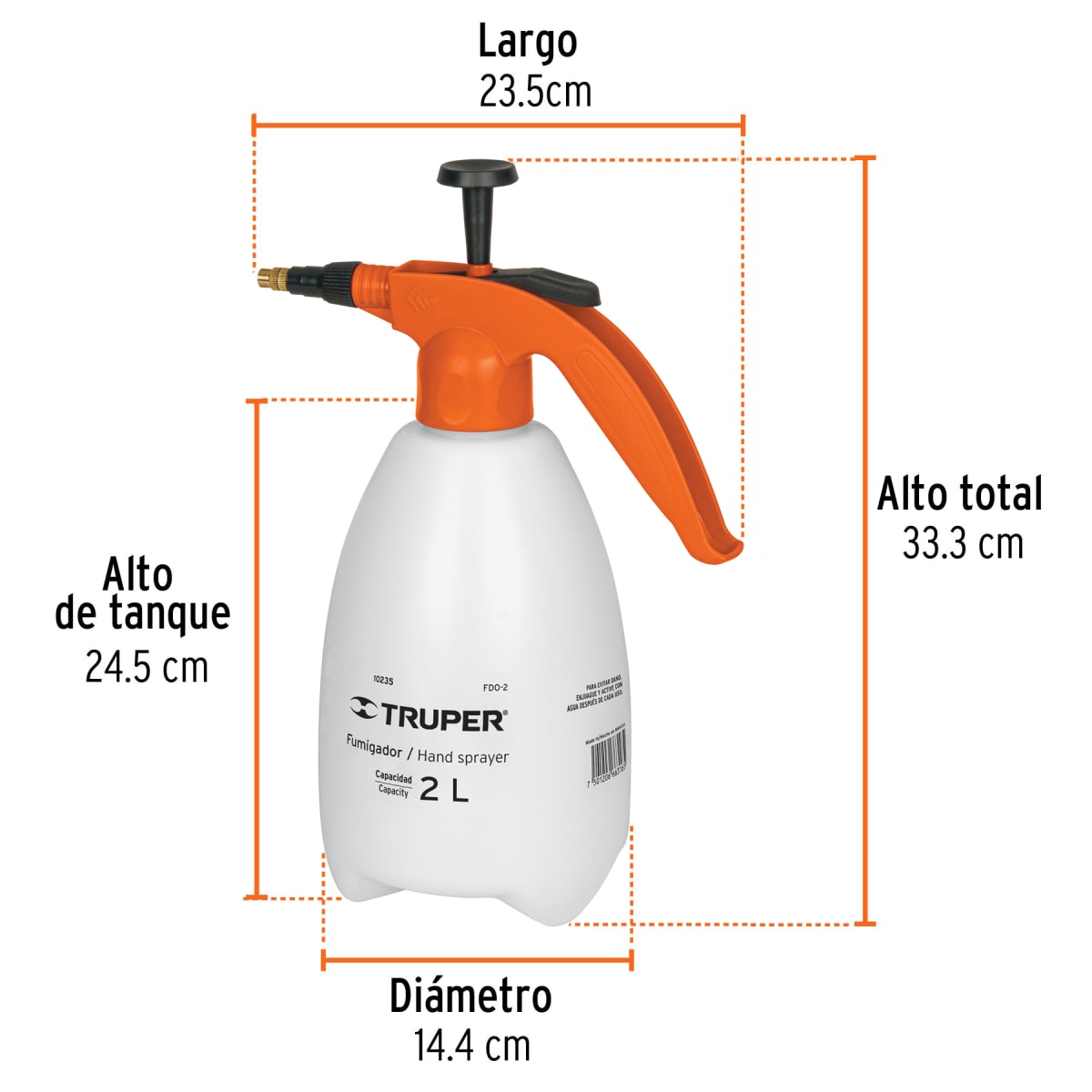 Fumigador / Pulverizador Plástico Manual 2 Lts Truper 102353