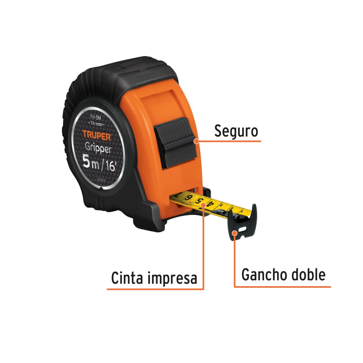 Wincha Métrica Contra Impactos 5 Mts Truper 145782