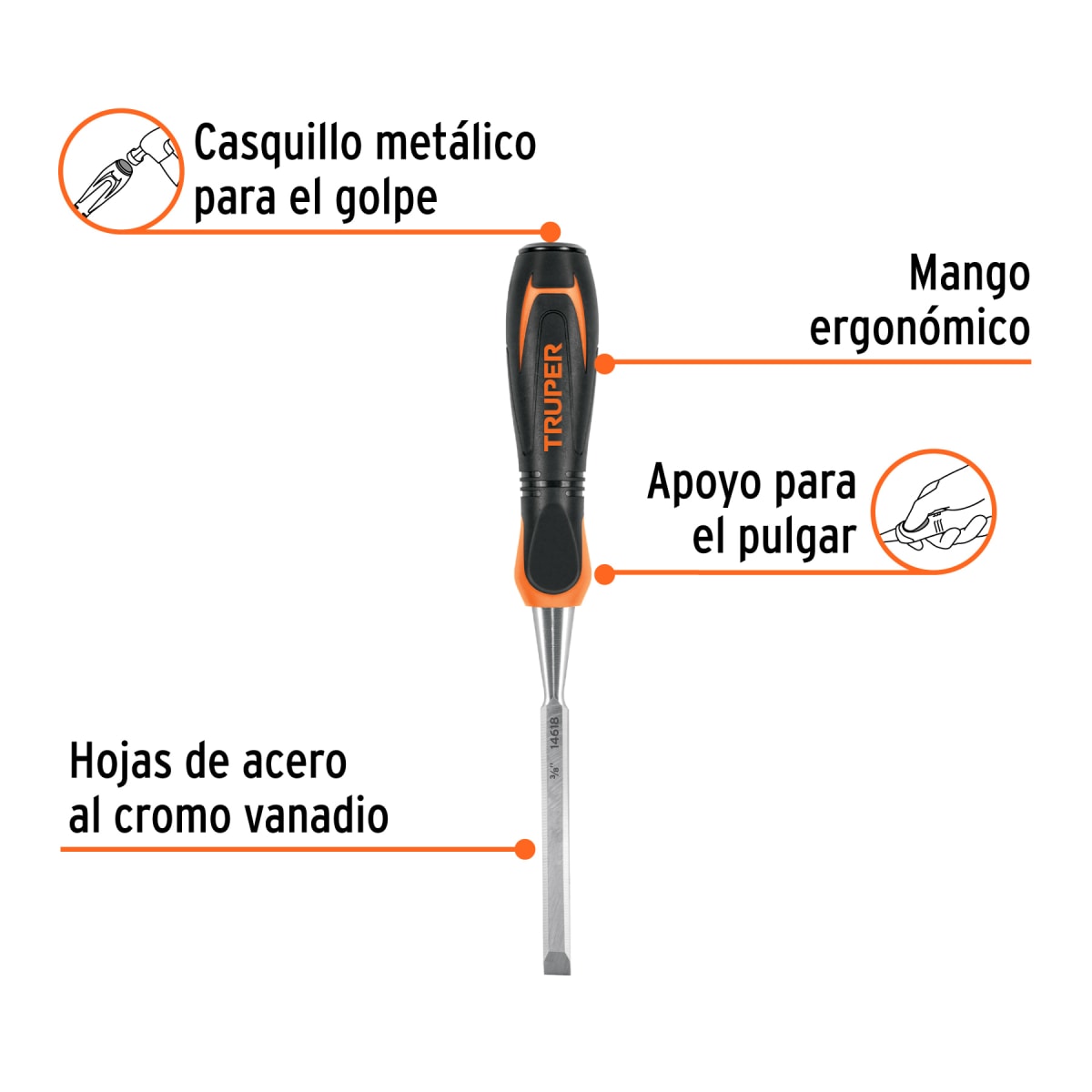 Formón Con Mango Comfort Grip 3/8