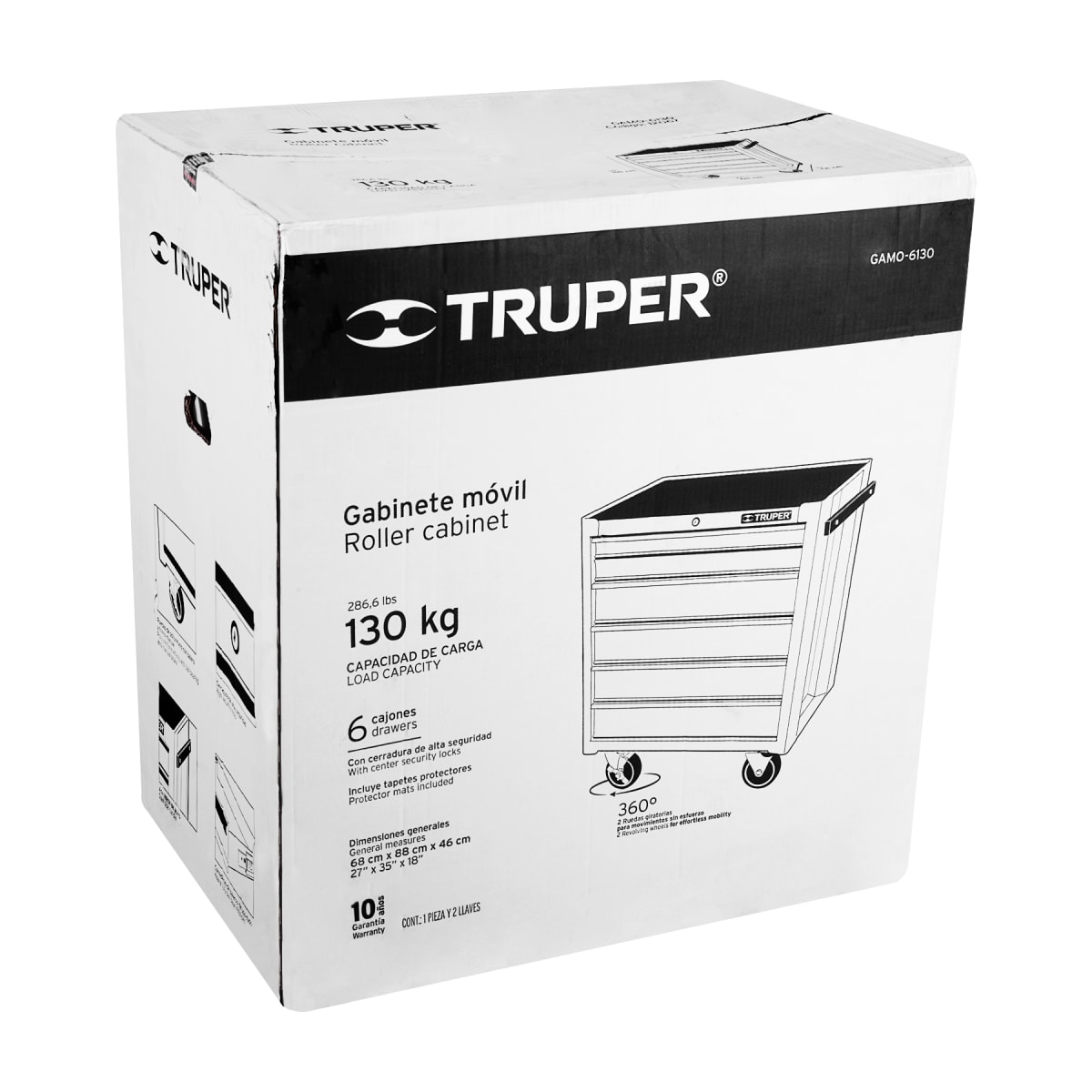 Gabinete Metálico Móvil 6 Cajones Capacidad 130 Kg Truper 120674