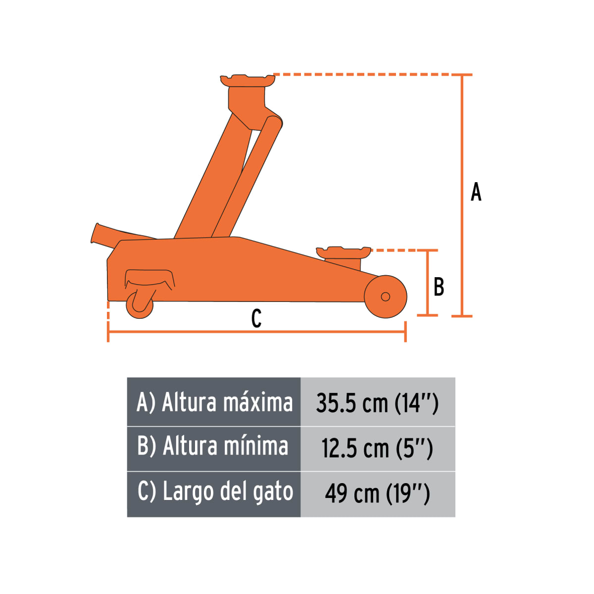 Gata Tipo Lagarto 2 Toneladas De 50 Movimientos Con Maletín Truper 148263
