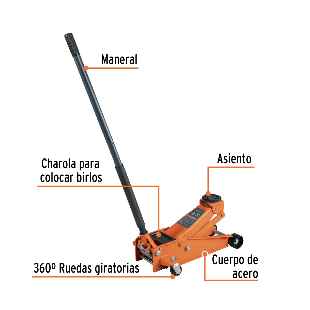 Gata Tipo Lagarto Profesional 3 Toneladas De Elevación Rápida Truper 149492