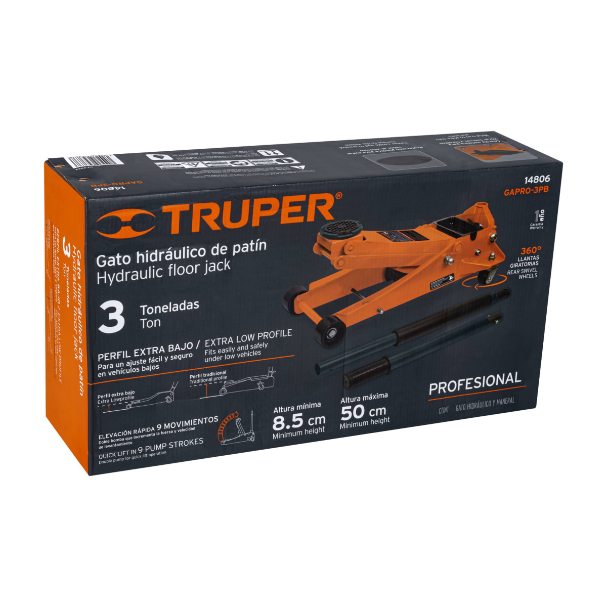 Gata Tipo Lagarto Profesional 3 Toneladas Elevación Rápida4