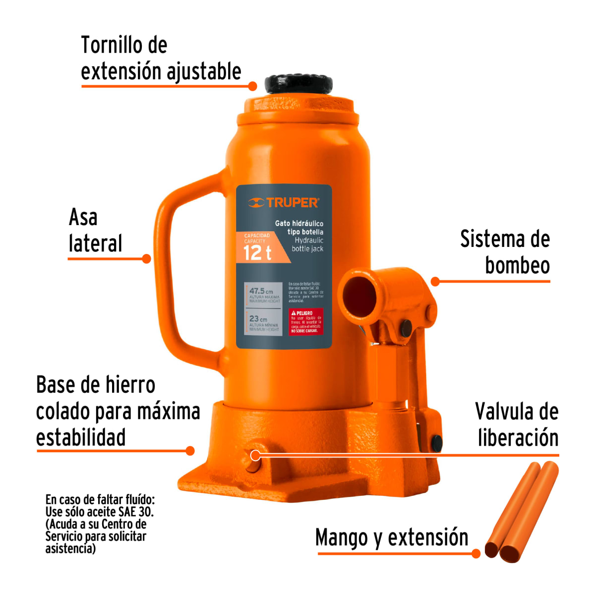 Gata Botella de 12 Toneladas Truper 148182