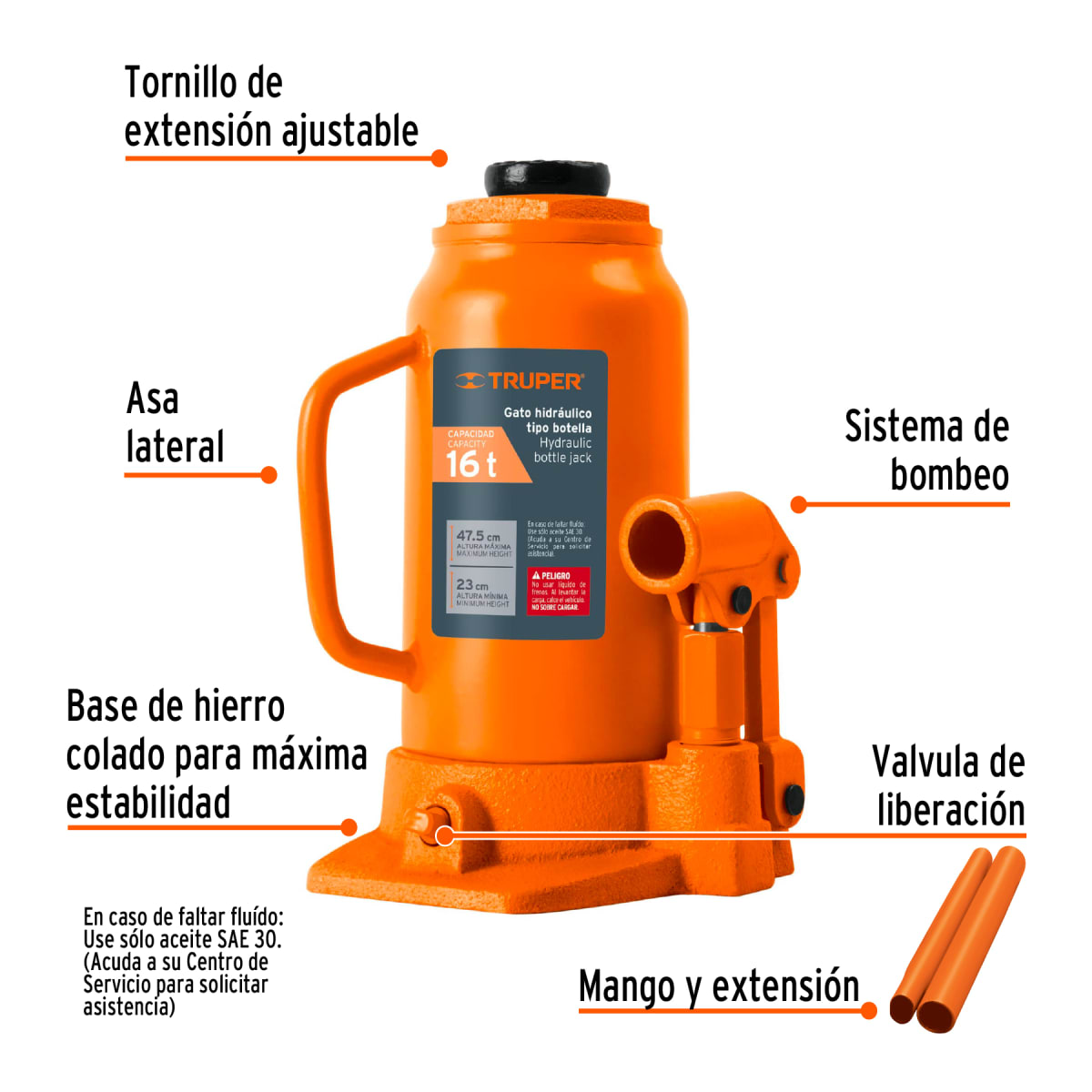 Gata Botella de 16 Toneladas Truper 148202