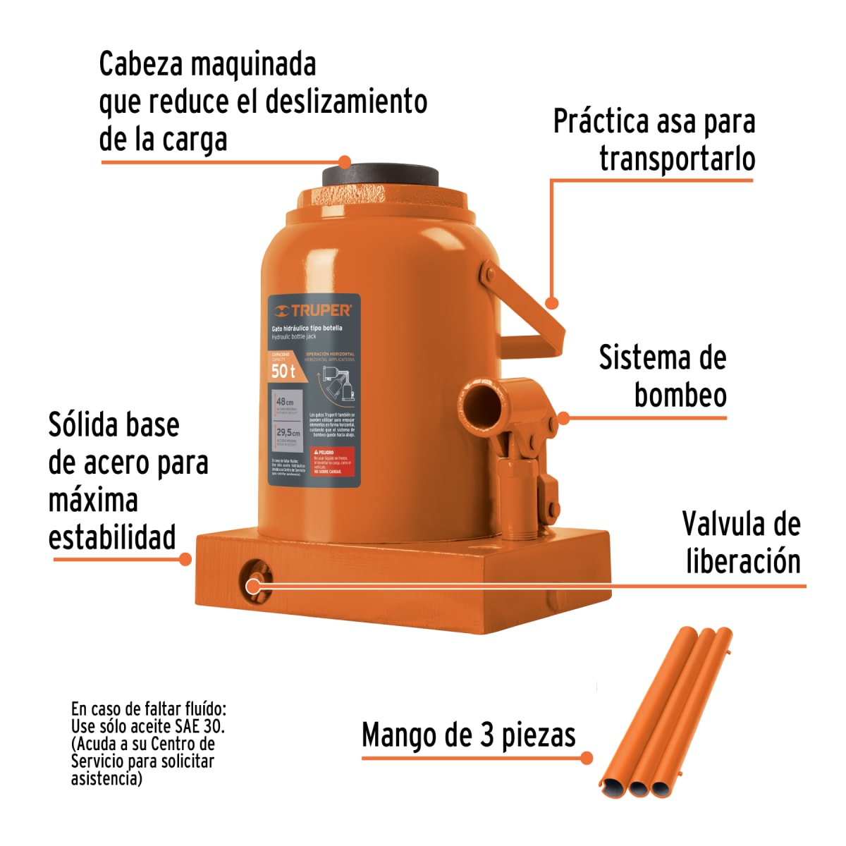 Gata Botella de 50 Toneladas Truper 148212