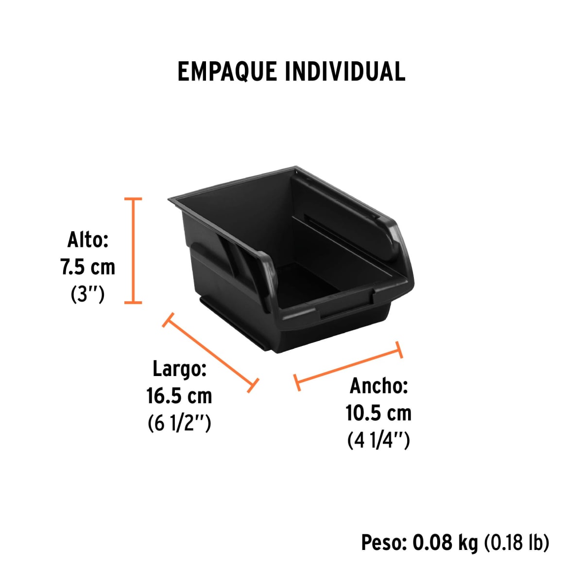Organizatodo Apilable De Plástico #2 16.5 X 10.5 X 7.5 Cm Truper 108895