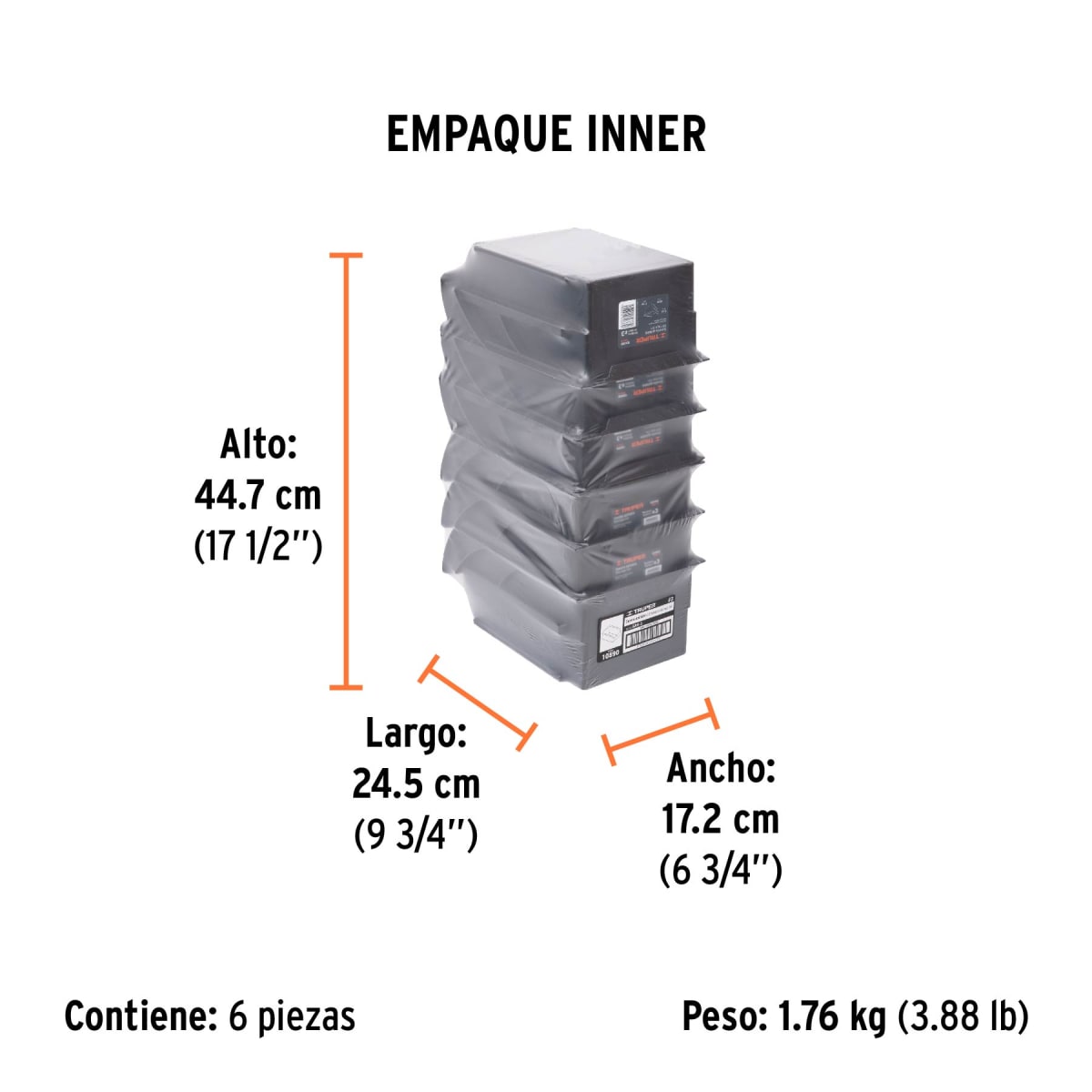 Organizatodo Apilable De Plástico #3 24.5 X 17 X 11 Cm Truper 108905