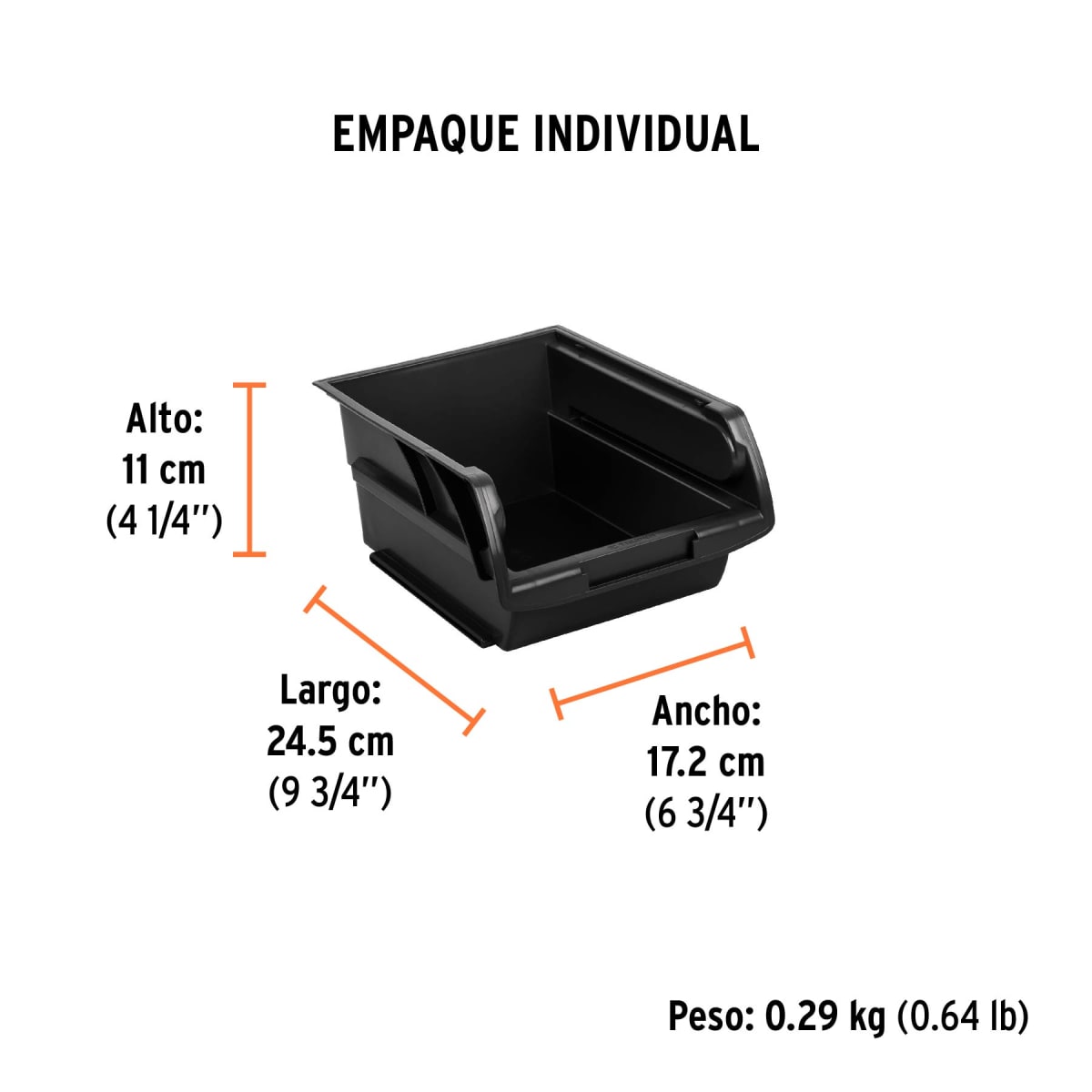 Organizatodo Apilable De Plástico #3 24.5 X 17 X 11 Cm Truper 108903