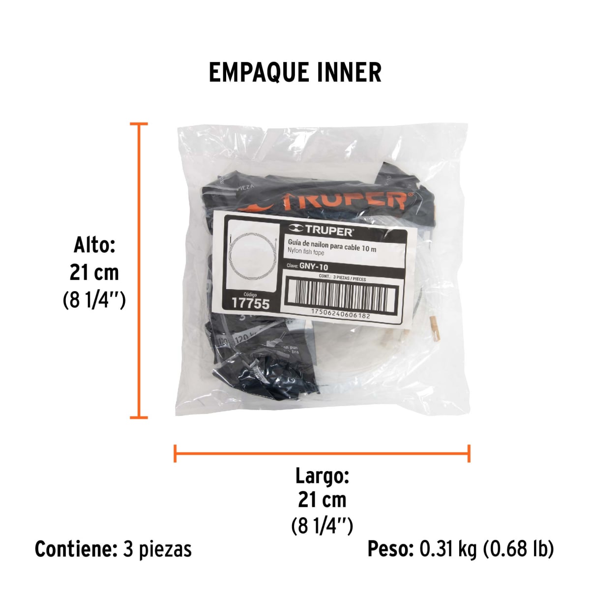 Guía Pasa Cable De Nylon 10 M Truper 177554