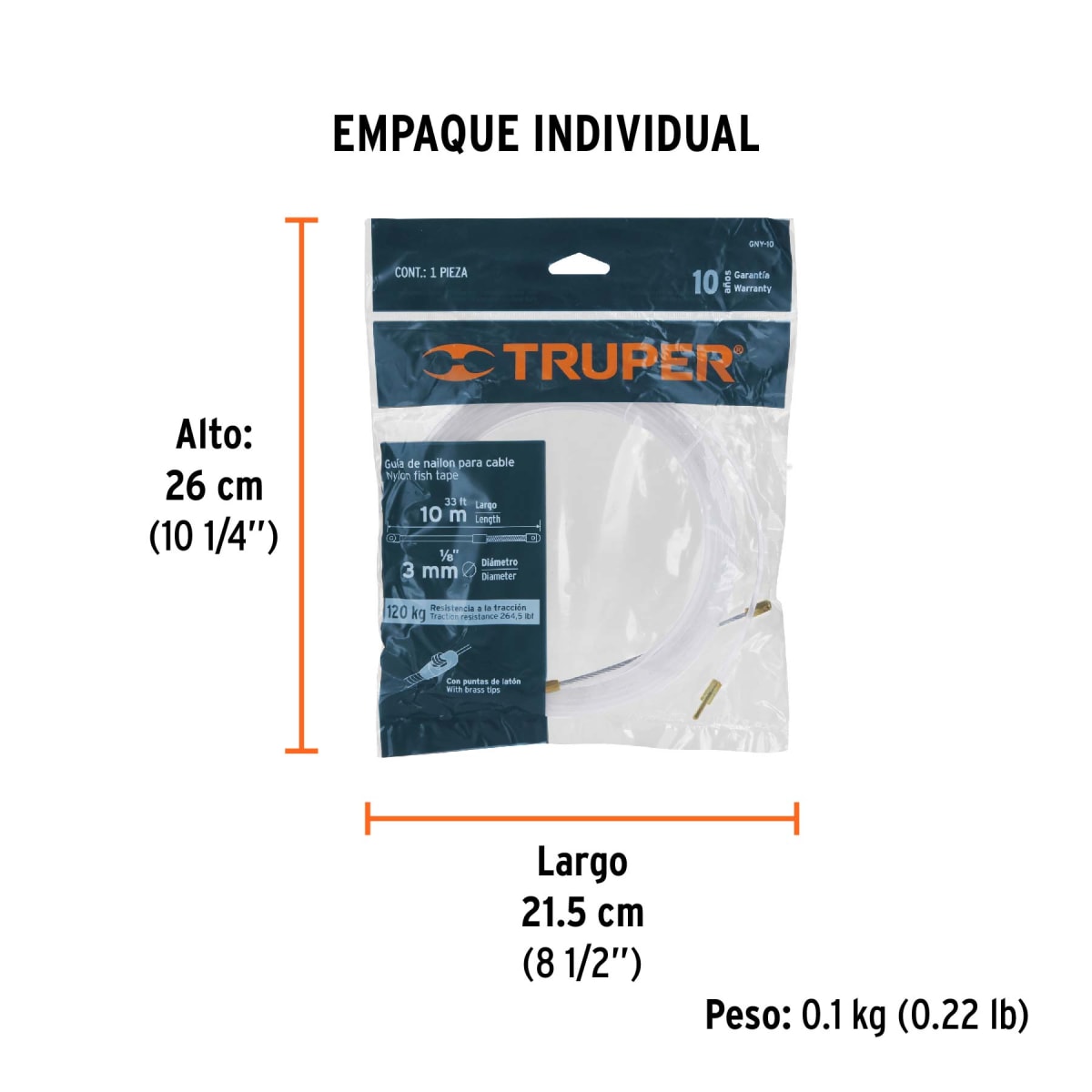 Guía Pasa Cable De Nylon 10 M Truper 177555