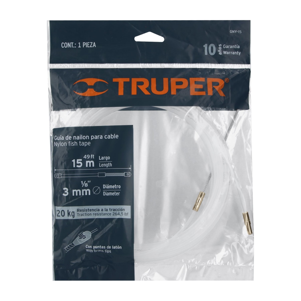 Guía Pasa Cable De Nylon 15 M Truper 177567