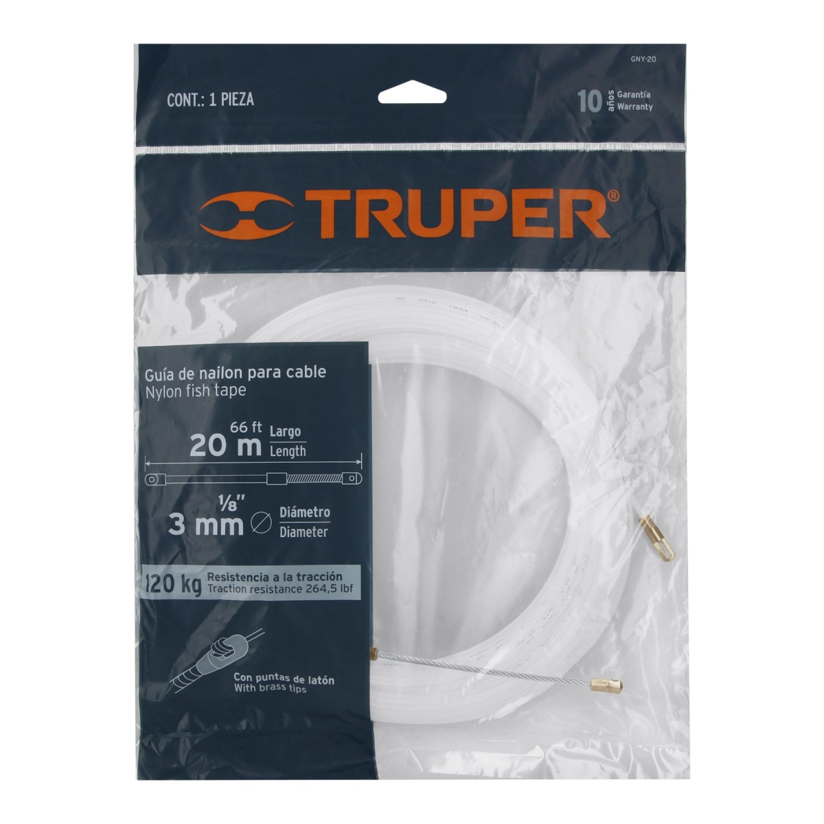 Guía Pasa Cable De Nylon 20 M Truper 177577