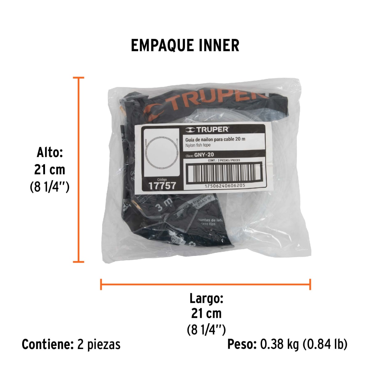 Guía Pasa Cable De Nylon 20 M Truper 177574