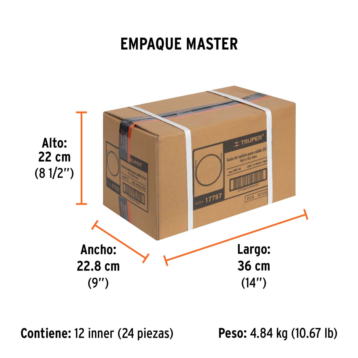 Guía Pasa Cable De Nylon 20 M Truper 177576
