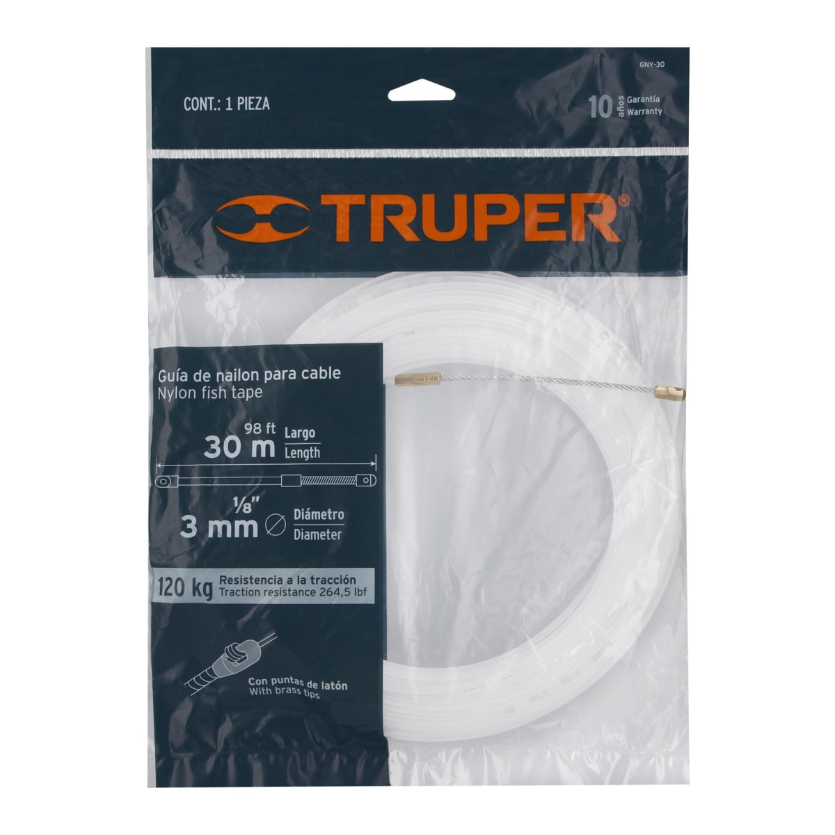 Guía Pasa Cable De Nylon 25 M Truper 177586