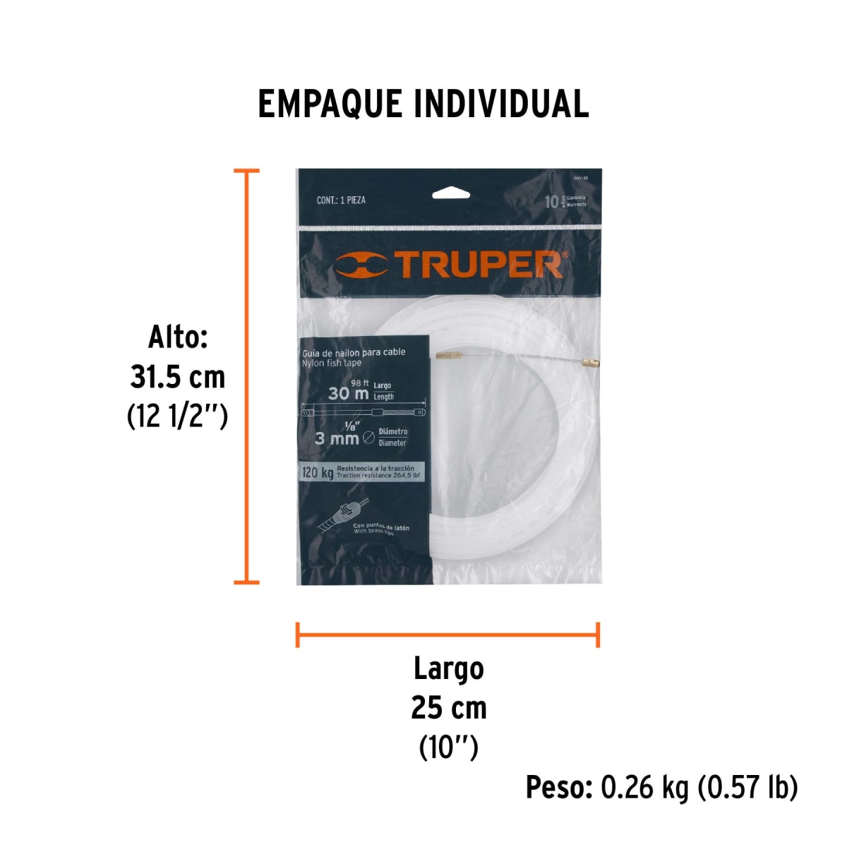 Guía Pasa Cable De Nylon 25 M Truper 177584