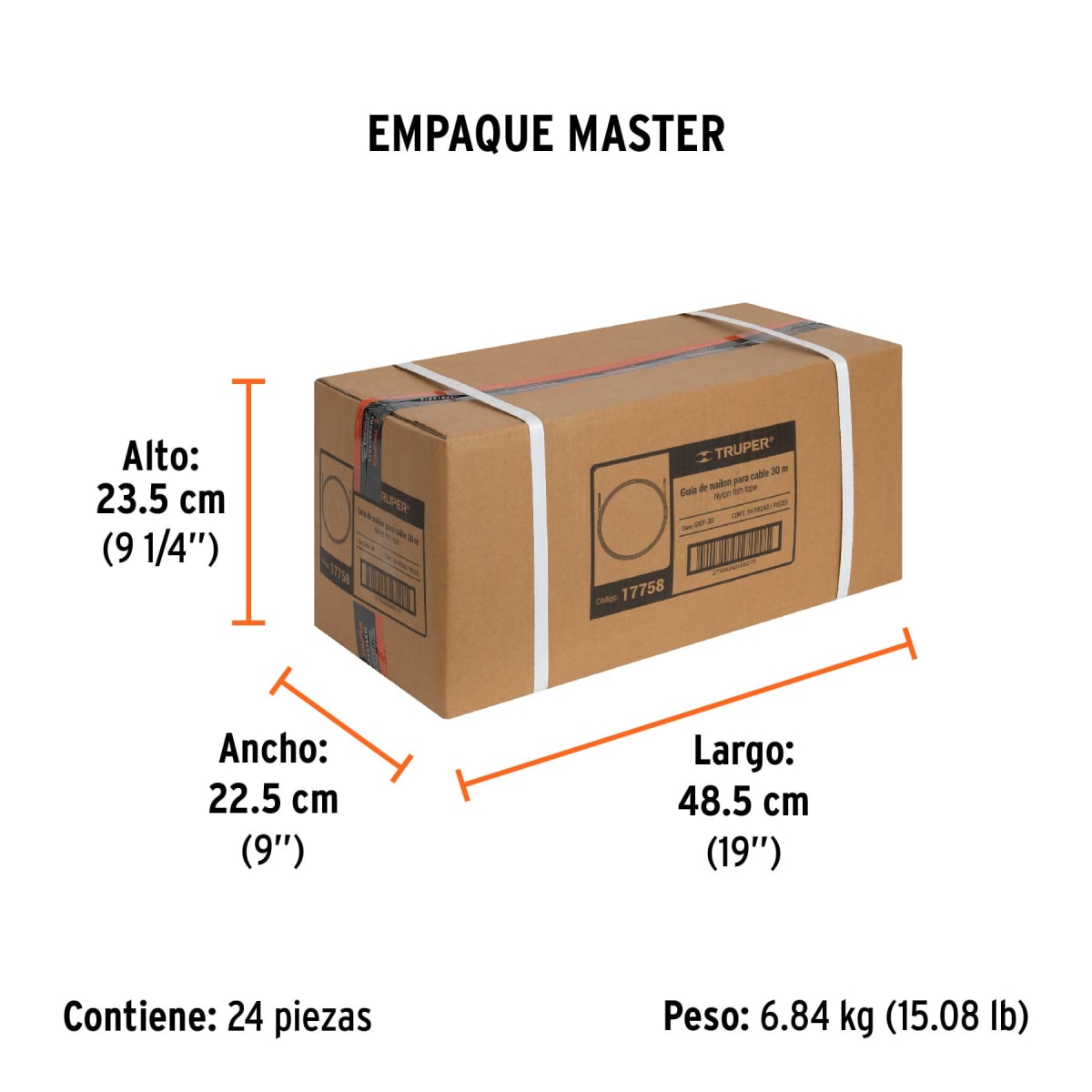 Guía Pasa Cable De Nylon 25 M Truper 177585