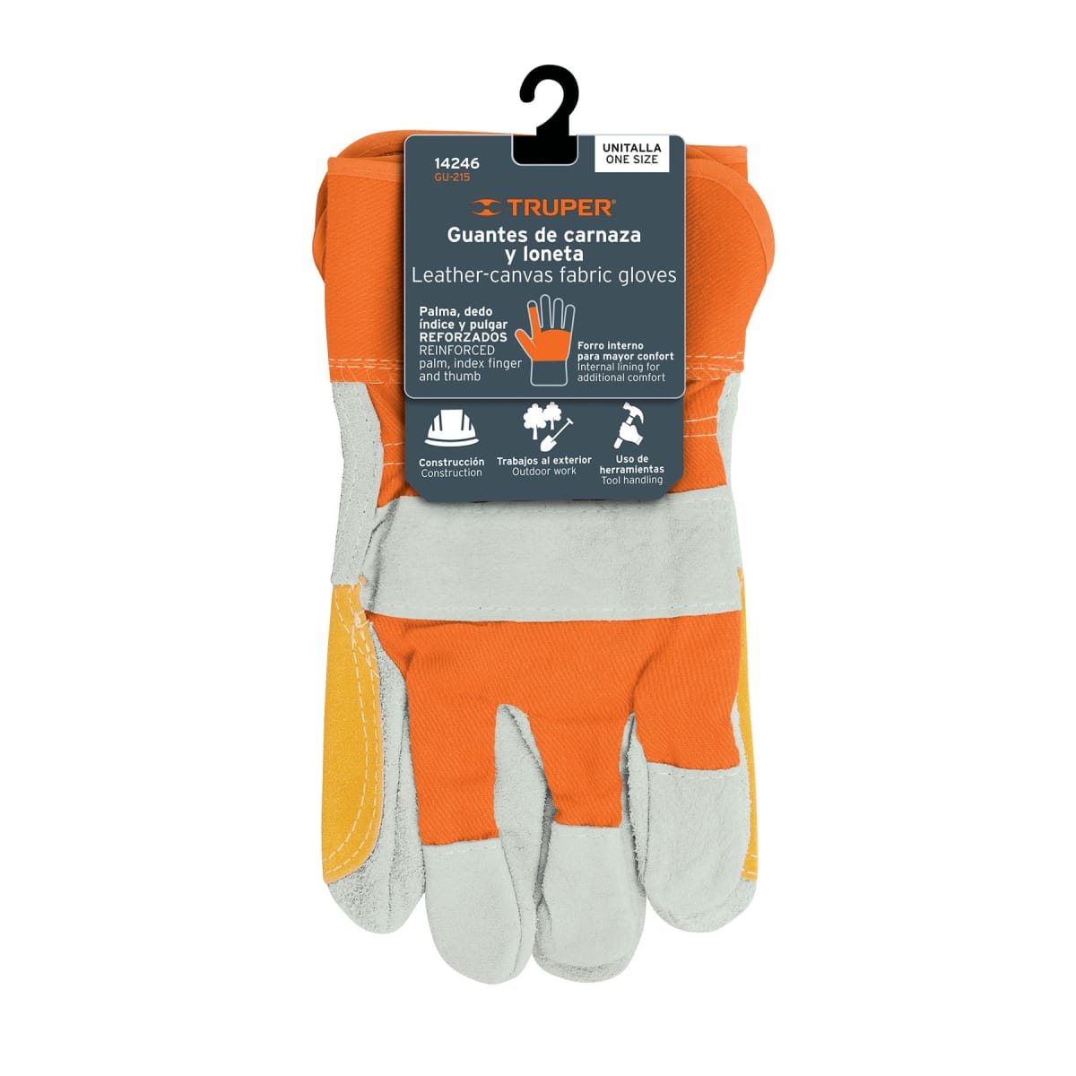 Guantes De Carnaza y Loneta Unitalla Truper 142463