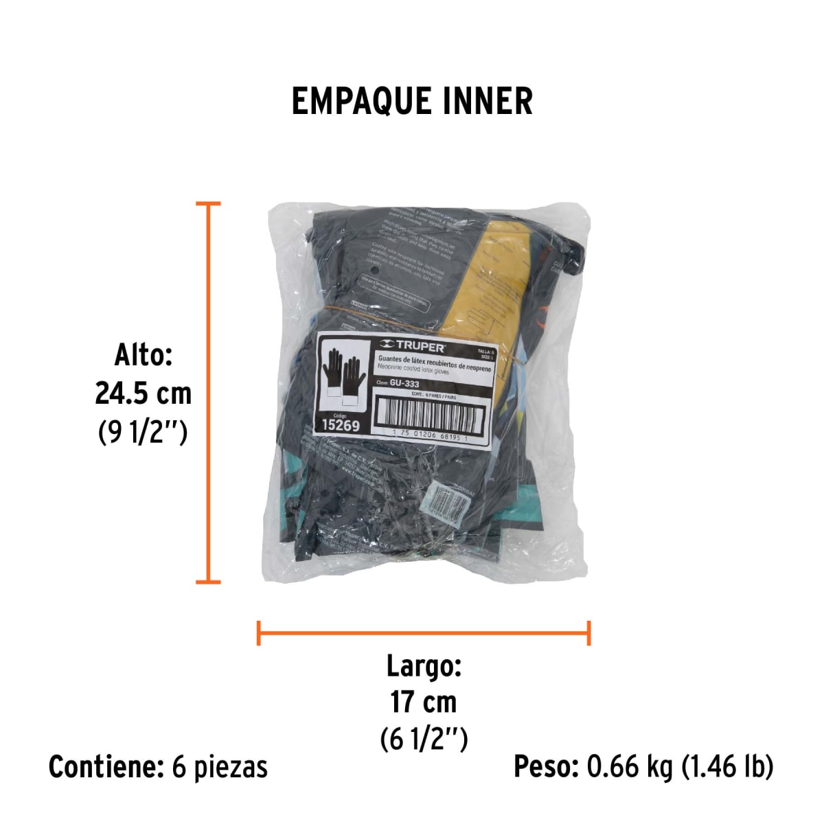 Guante De Látex Para Limpieza Talla Grande Truper 152695