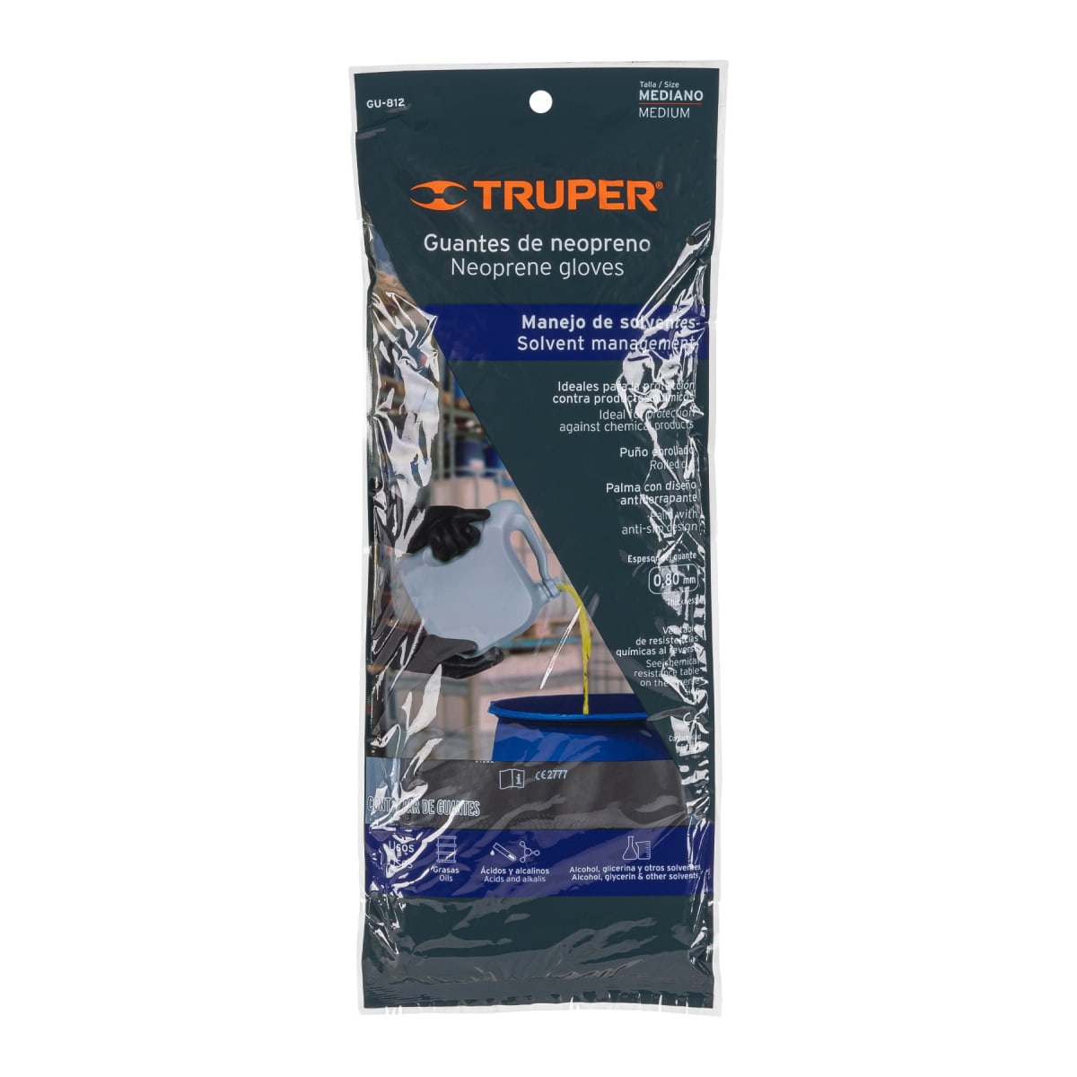 Guantes De Neopreno P/Manejo De Químicos Talla Mediana Truper 142705