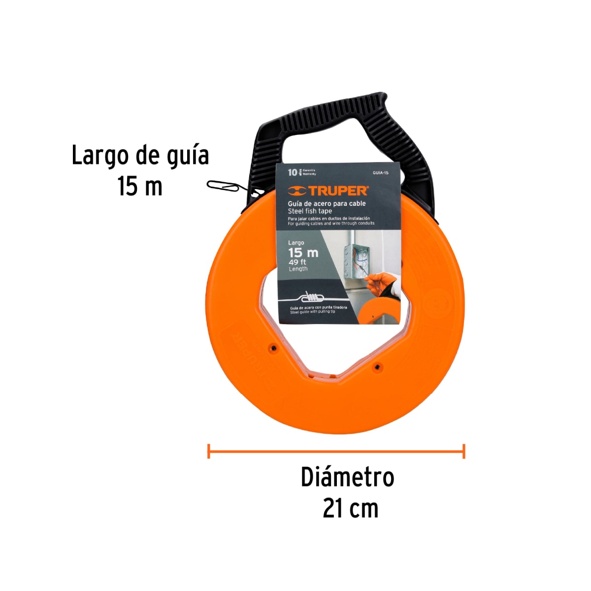 Guía  Pasa Cable de Acero 15 metros Truper 177513
