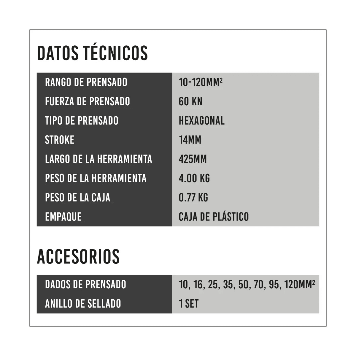 Prensa Terminal Hidráulico Para Terminal Rango 10-120mm² YYQ-1203